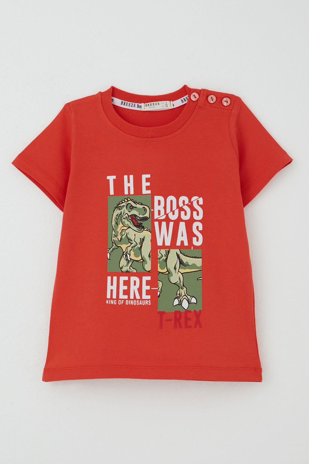 Breeze Erkek Çocuk Tişört Güçlü Dinozor Baskılı Narçiçeği (1.5-5 Yaş)