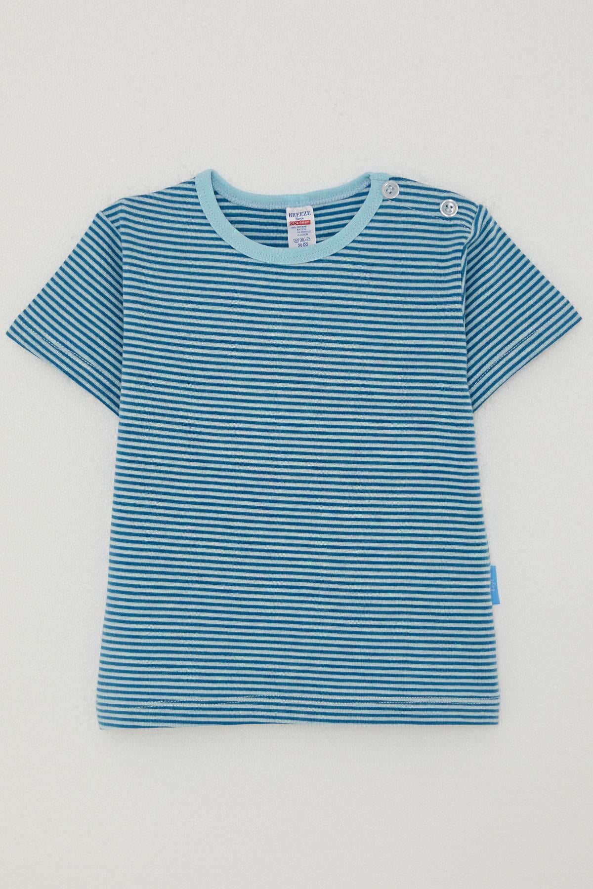 Breeze Erkek Çocuk Tişört Patlı Çizgili Mavi (1-4 Yaş)