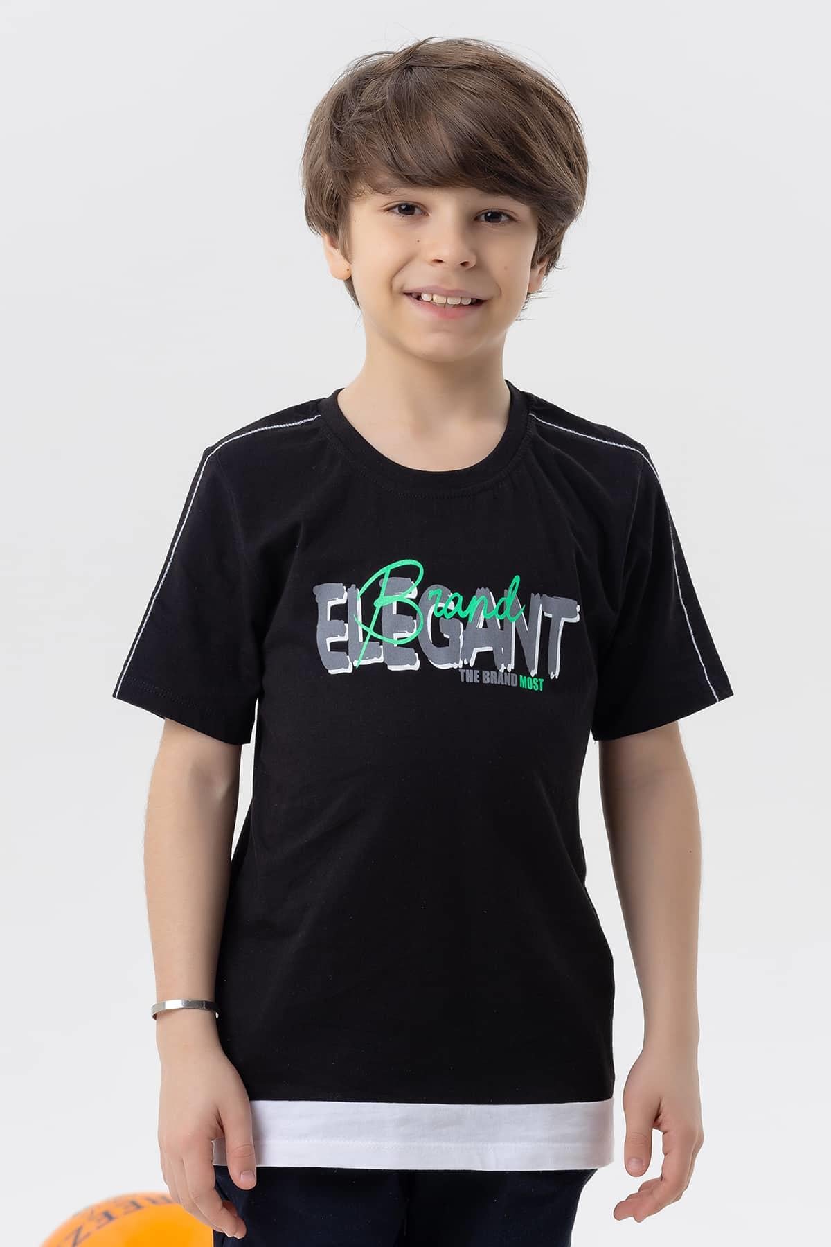 Breeze Erkek Çocuk Tişört Yazı Baskılı Siyah (8-14 Yaş)