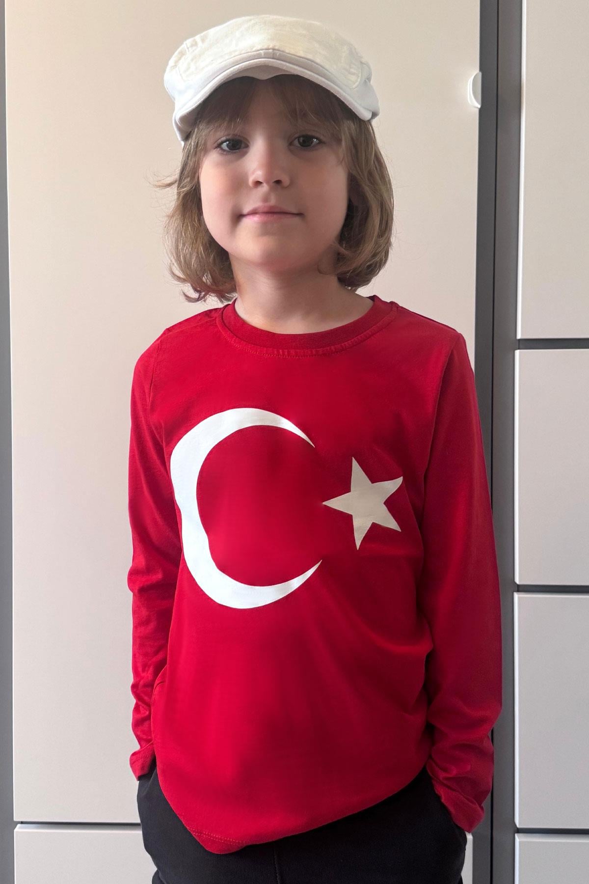 Breeze Erkek Çocuk Türk Bayraklı Body Kırmızı (5-14 Yaş)