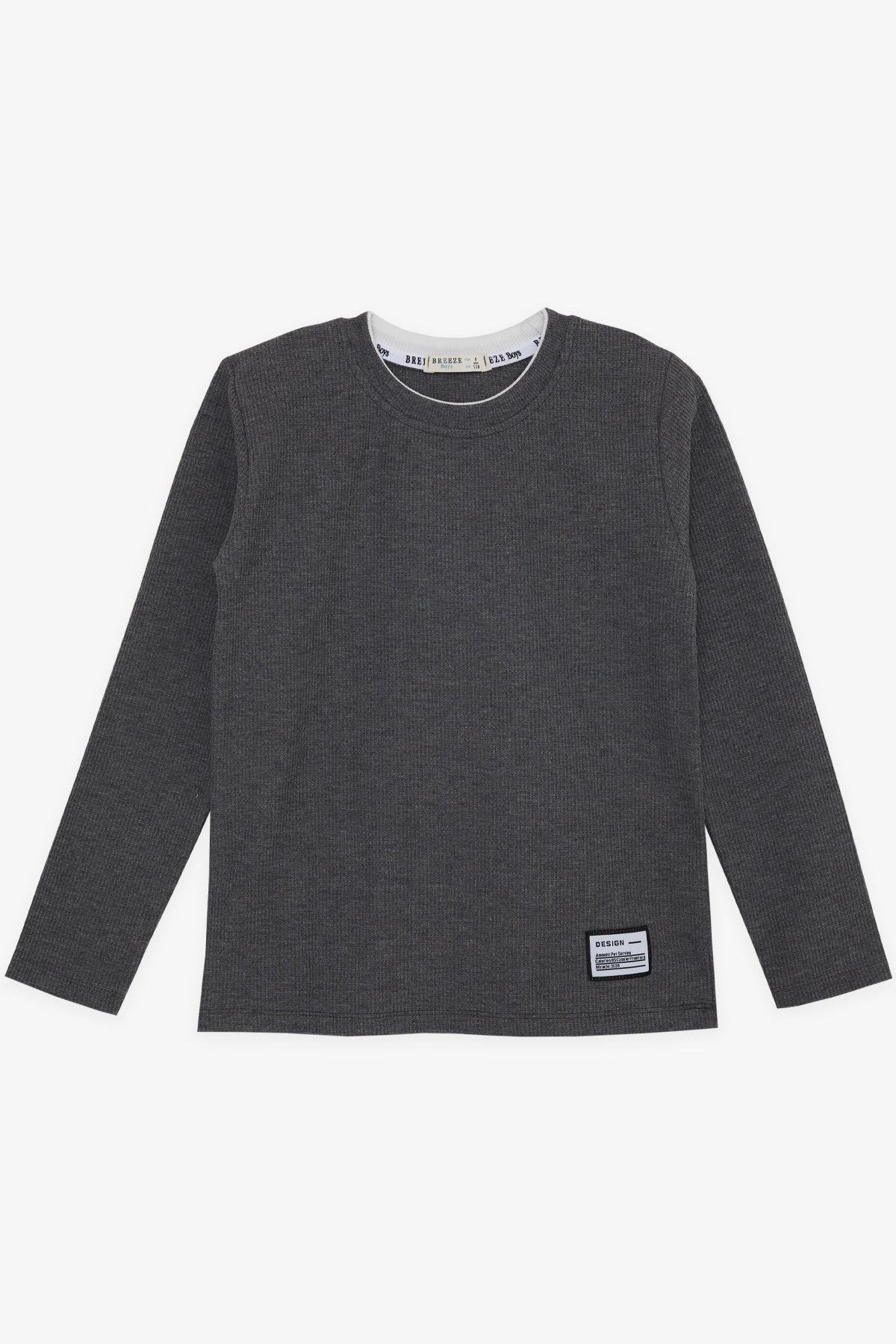 Breeze Erkek Çocuk Uzun Kollu Tişört Armalı Koyu Gri Melanj (8-14 Yaş)