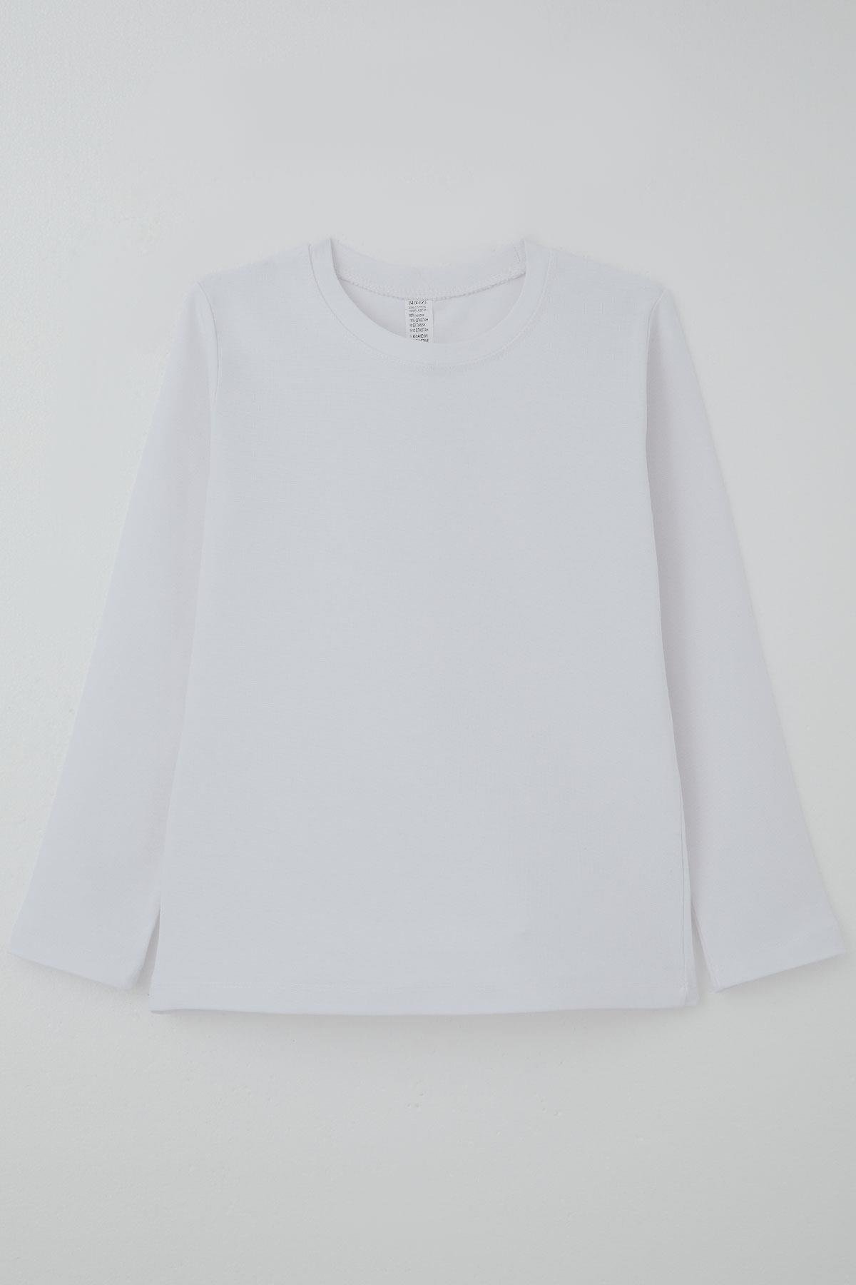 Breeze Erkek Çocuk Uzun Kollu Tişört Basic Kırık Beyaz (9-14 Yaş)