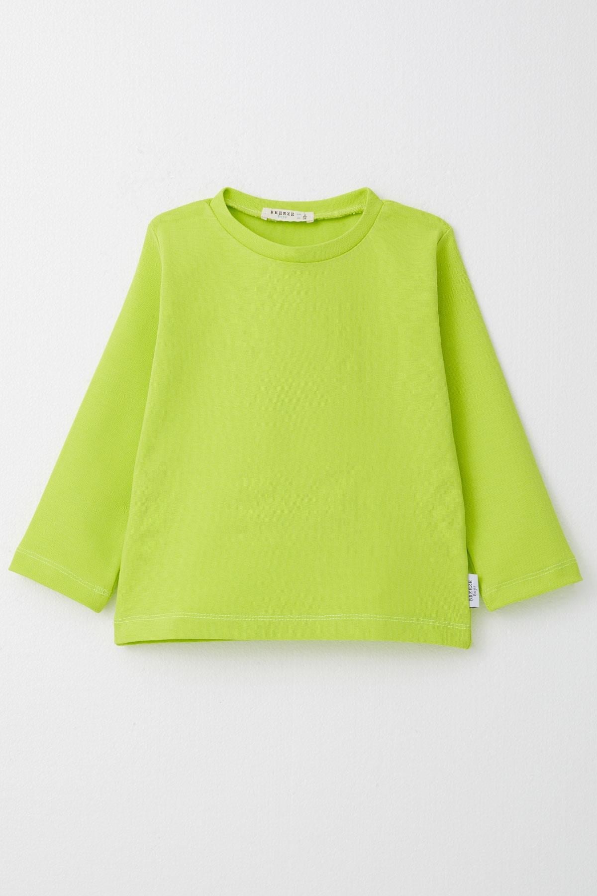 Breeze Erkek Çocuk Uzun Kollu Tişört Basic Fıstık Yeşili (1-4 Yaş)
