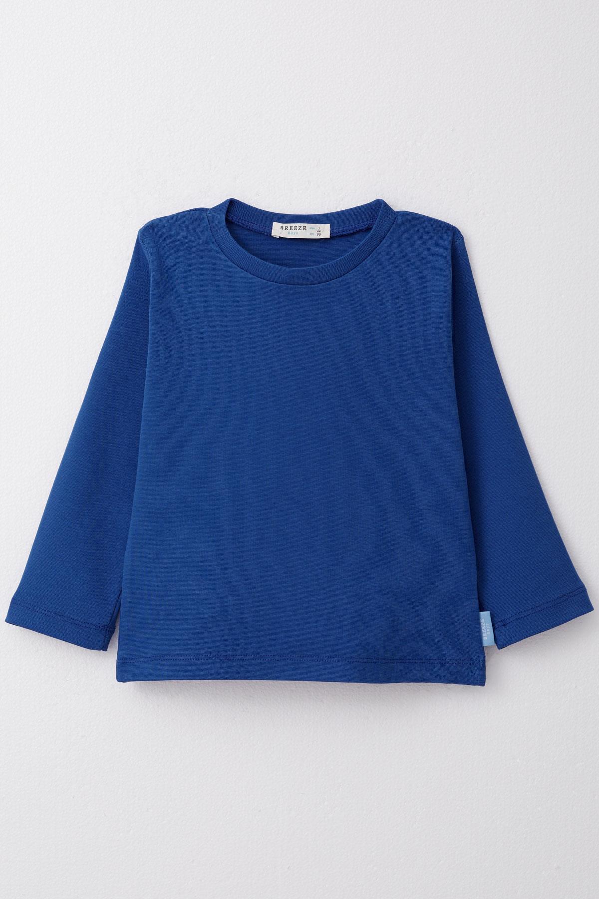 Breeze Erkek Çocuk Uzun Kollu Tişört Basic Saks Mavisi (1-4 Yaş)