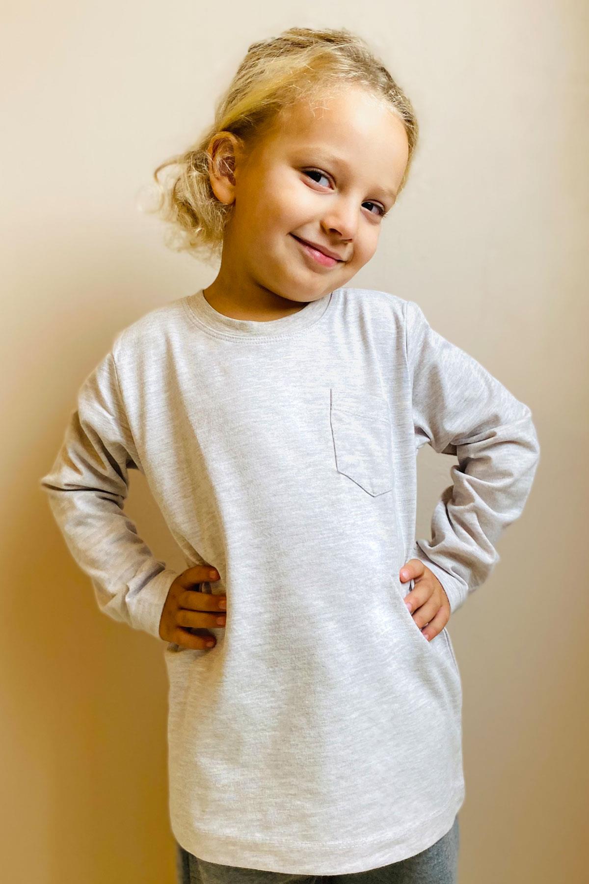 Breeze Erkek Çocuk Uzun Kollu Tişört Cepli Bej Melanj (4-8 Yaş)