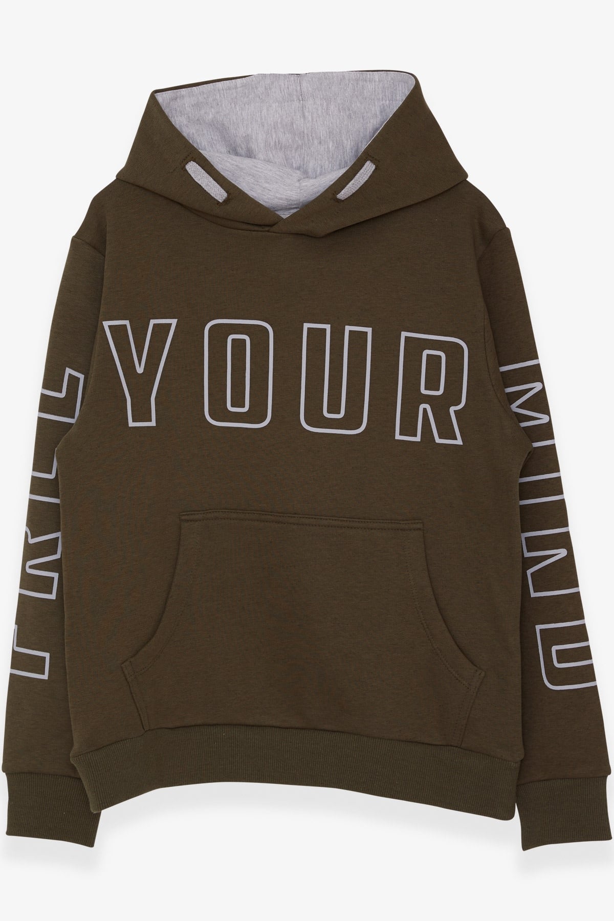 Breeze Erkek Çocuk Yazı Baskılı Sweatshirt Haki Yeşil (9-16 Yaş)