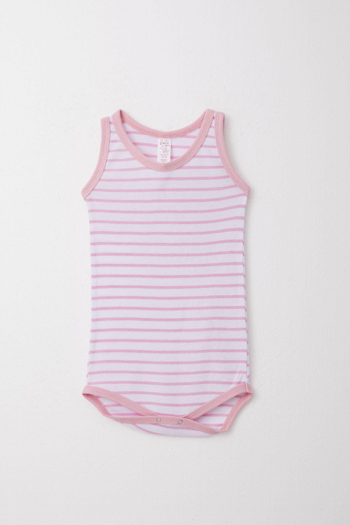 Breeze Kız Bebek Atlet Zıbın Body Çizgili Pembe (9 Ay-3 Yaş)