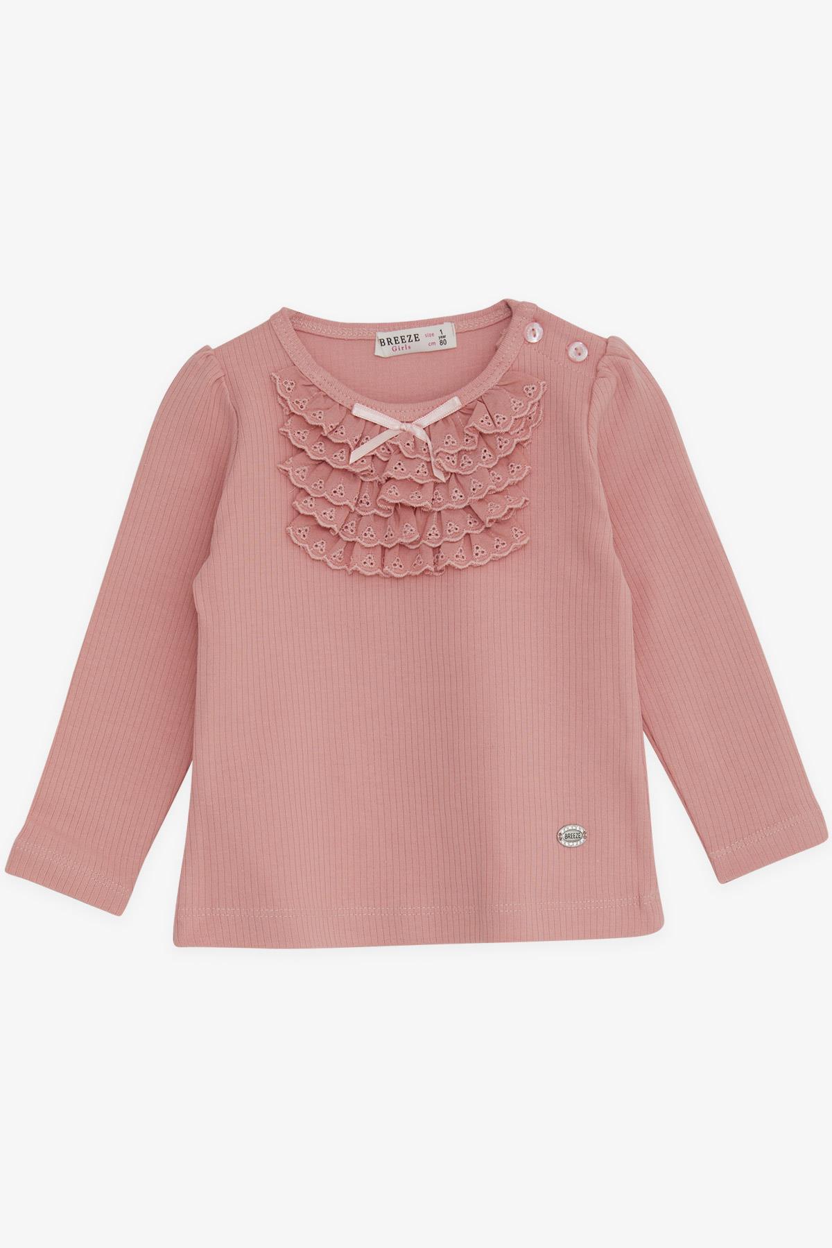 Breeze Kız Bebek Bluz Güpürlü Fiyonklu Gülkurusu (6 Ay-2 Yaş)