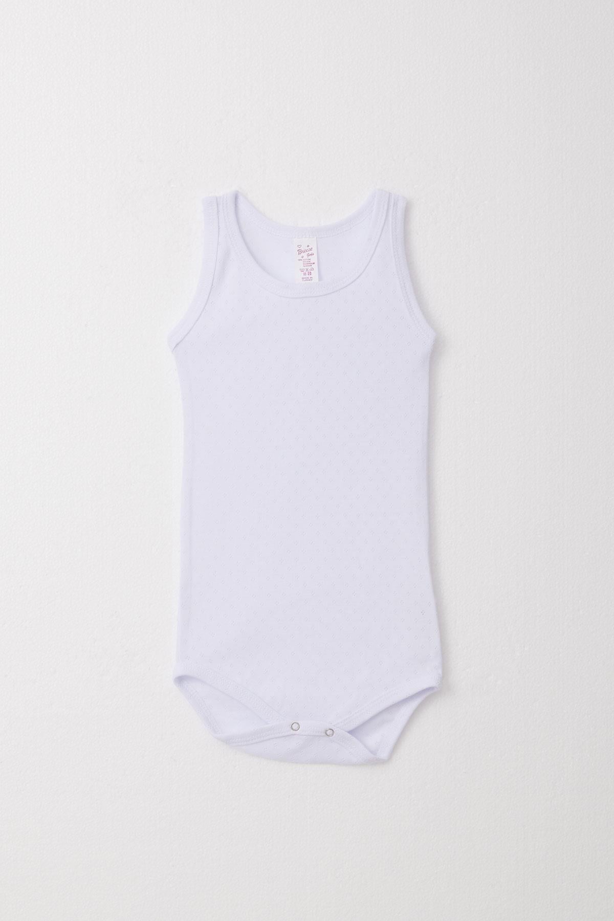 Breeze Kız Bebek Çıtçıtlı Atlet Zıbın Body Jakarlı Beyaz (9 Ay-3 Yaş)