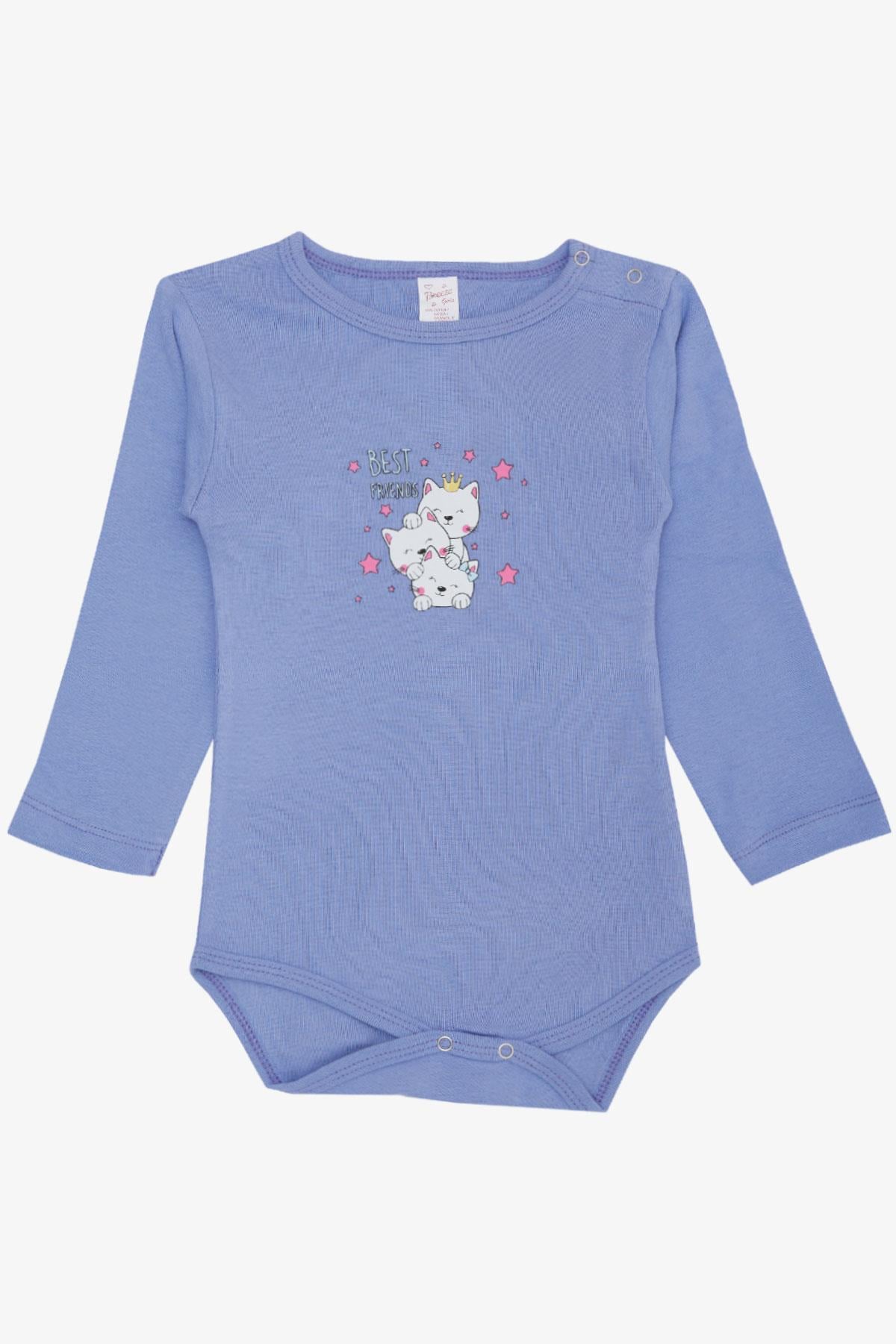 Breeze Kız Bebek Çıtçıtlı Zıbın Body Dostluk Temalı Prenses Kedicikler Baskılı Lila (9 Ay-3 Yaş)