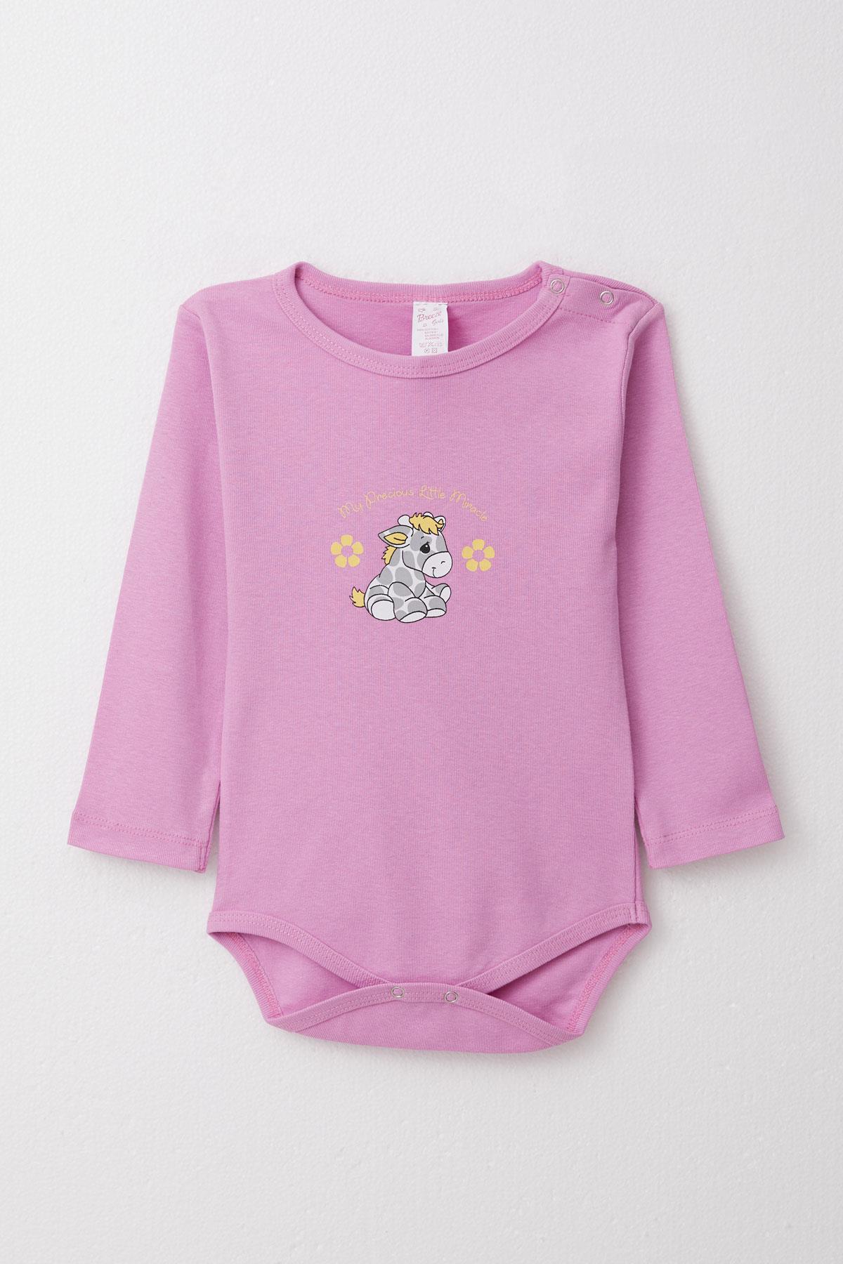 Breeze Kız Bebek Çıtçıtlı Zıbın Body Sevimli Yavru Zebra Baskılı Lila (9 Ay-3 Yaş)