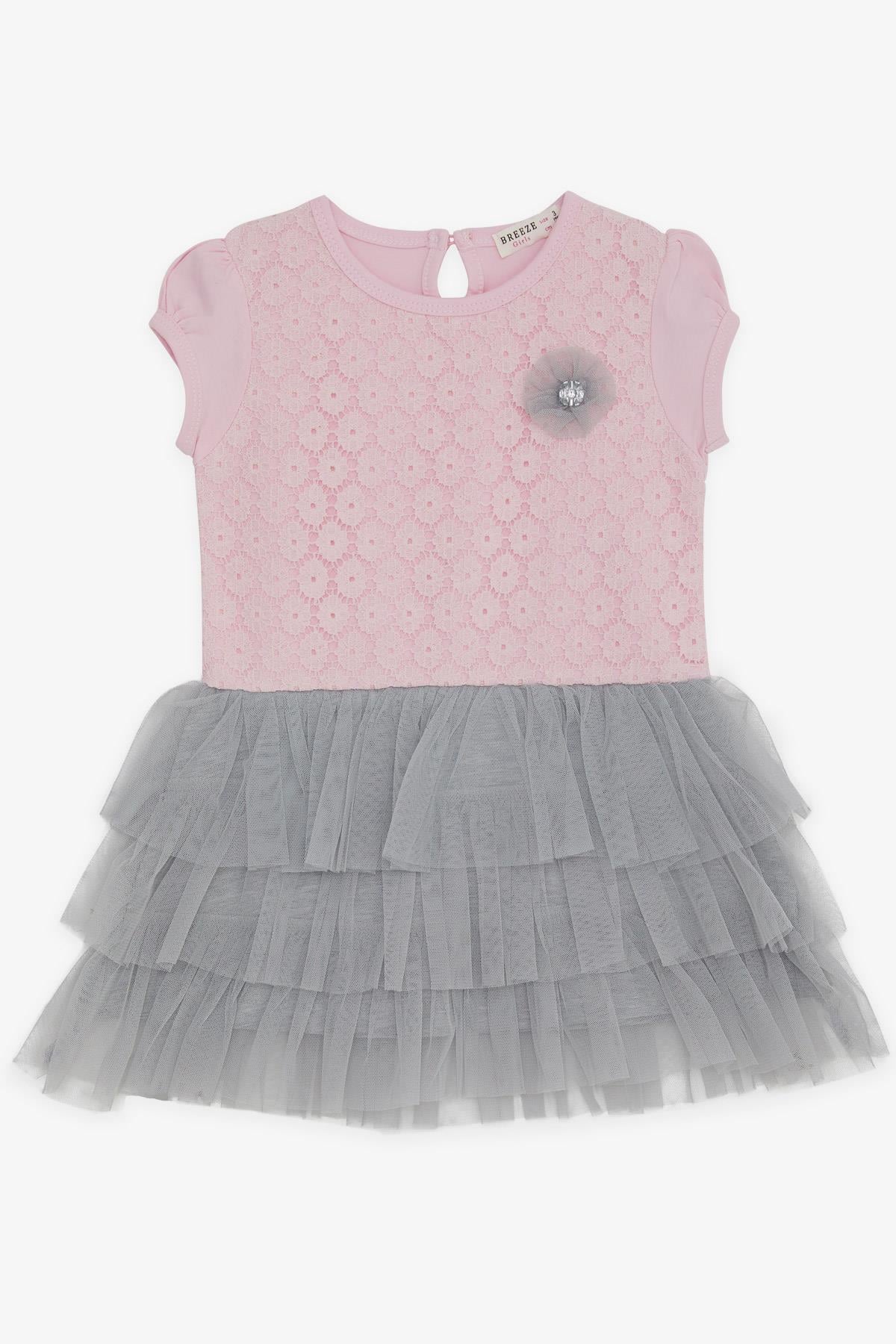Breeze Kız Bebek Elbise Tüllü Pudra (9 Ay-3 Yaş)