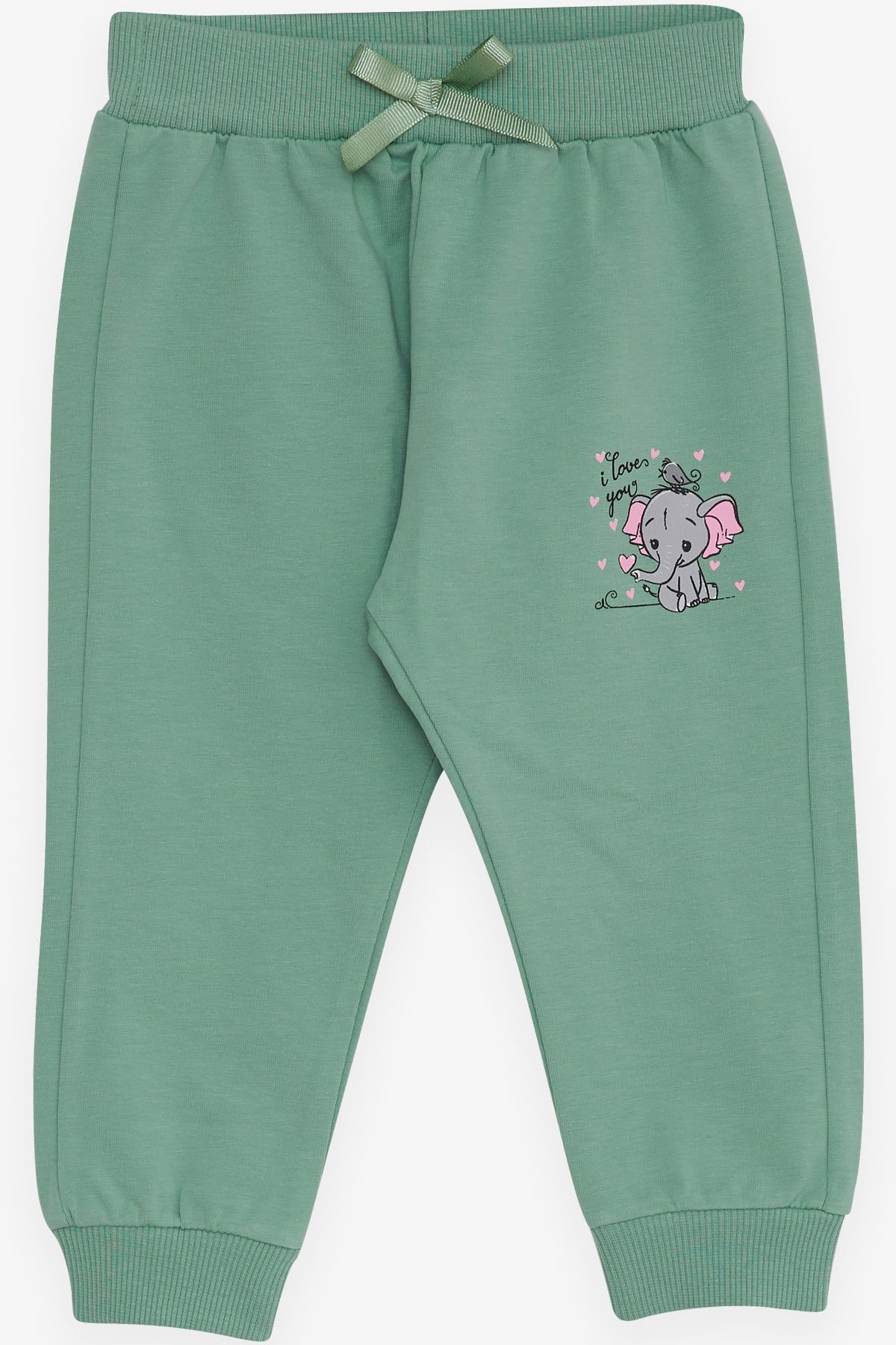 Breeze Kız Bebek Eşofman Altı Bebek Fil Baskılı Mint Yeşili (6 Ay-2 Yaş)