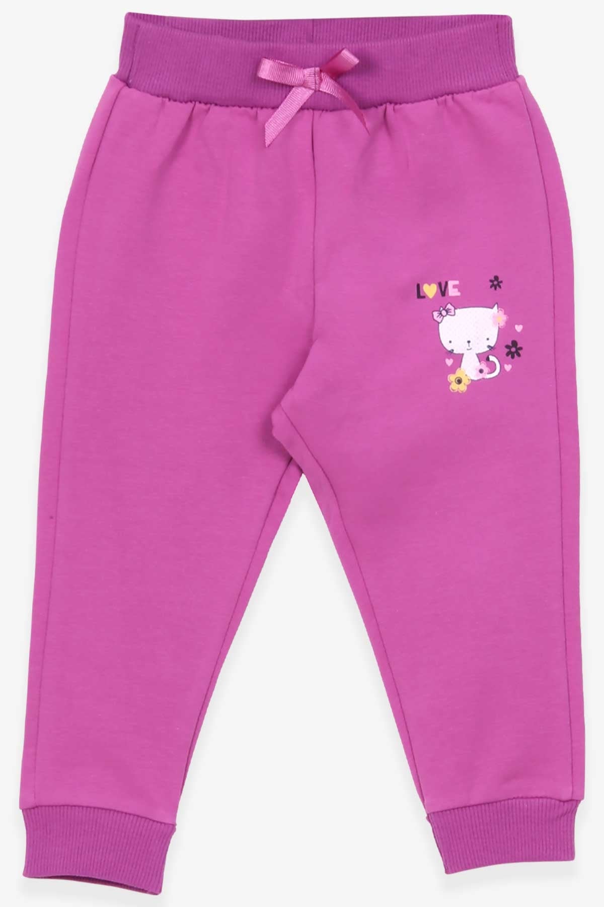 Breeze Kız Bebek Eşofman Altı Kedi Baskılı Lila (6 Ay-2 Yaş)
