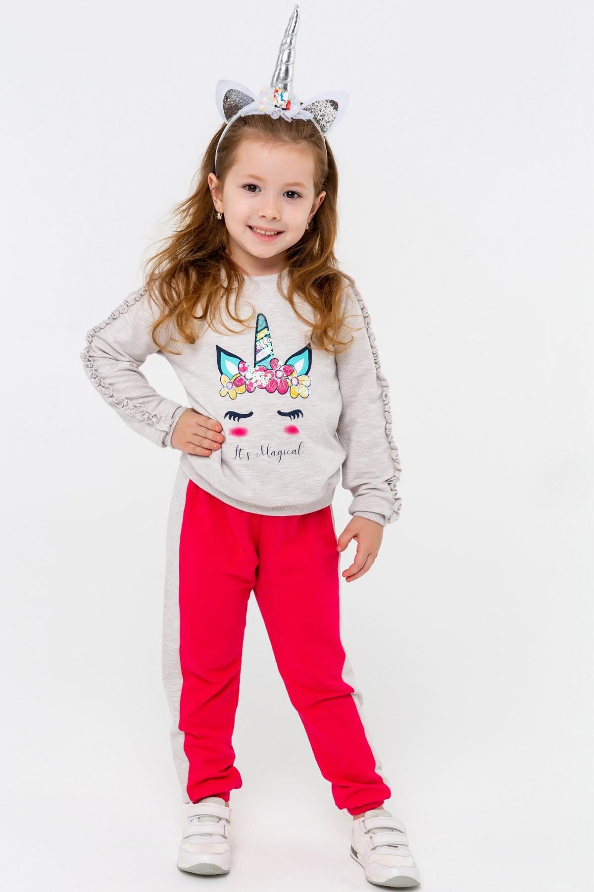 Breeze Kız Bebek Eşofman Takımı Unicorn Bej Melanj (1.5-5 Yaş)