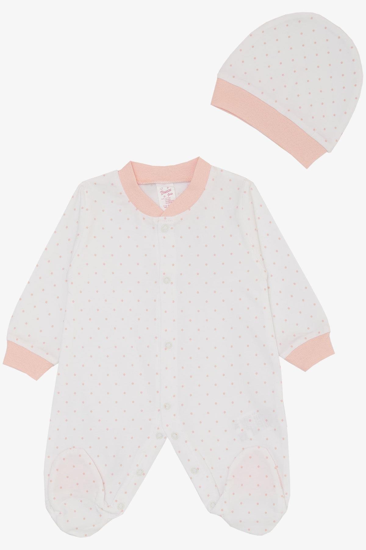 Breeze Kız Bebek Patikli Tulum Minik Puantiye Desenli Beyaz (0-6 Ay)