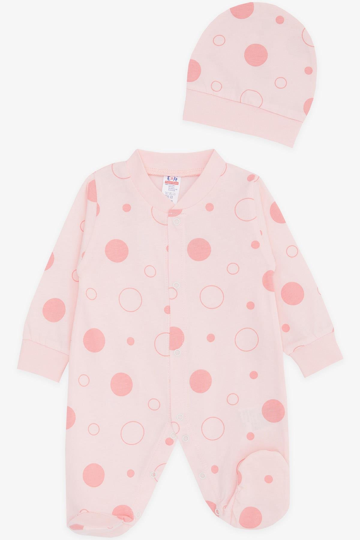 Breeze Kız Bebek Patikli Tulum Puan Desenli Pudra (0-6 Ay)