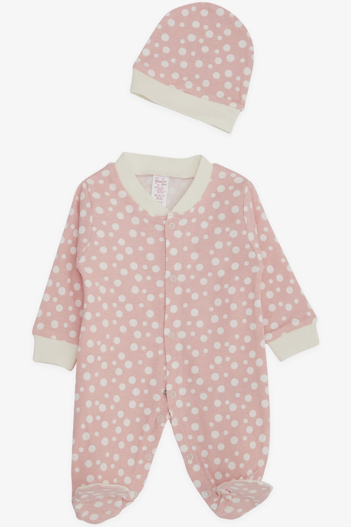 Breeze Kız Bebek Patikli Tulum Puantiye Desenli Pembe (0-3 Ay-6 Ay)