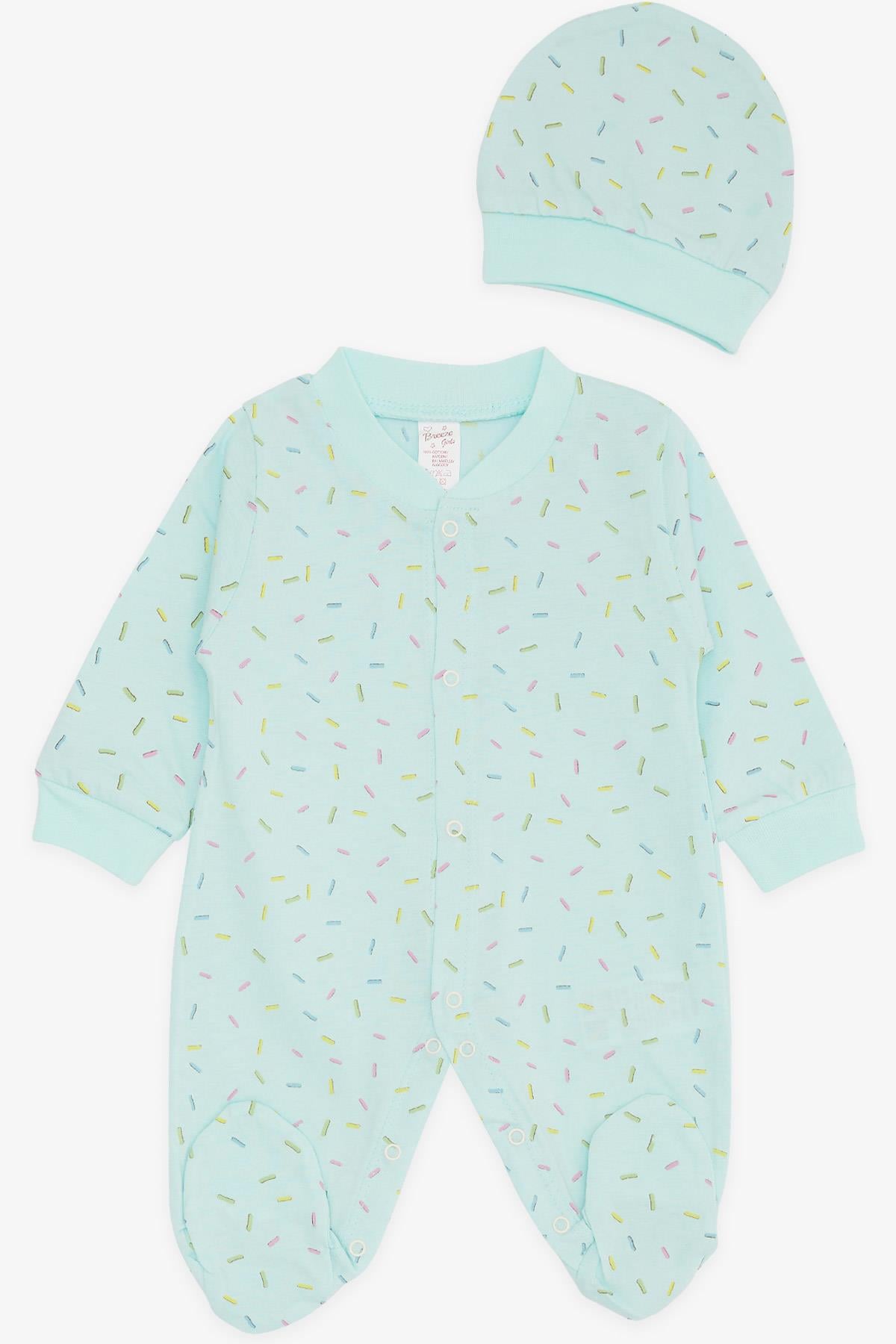 Breeze Kız Bebek Patikli Tulum Renkli Desenli Su Yeşili (0-3 Ay-6 Ay)
