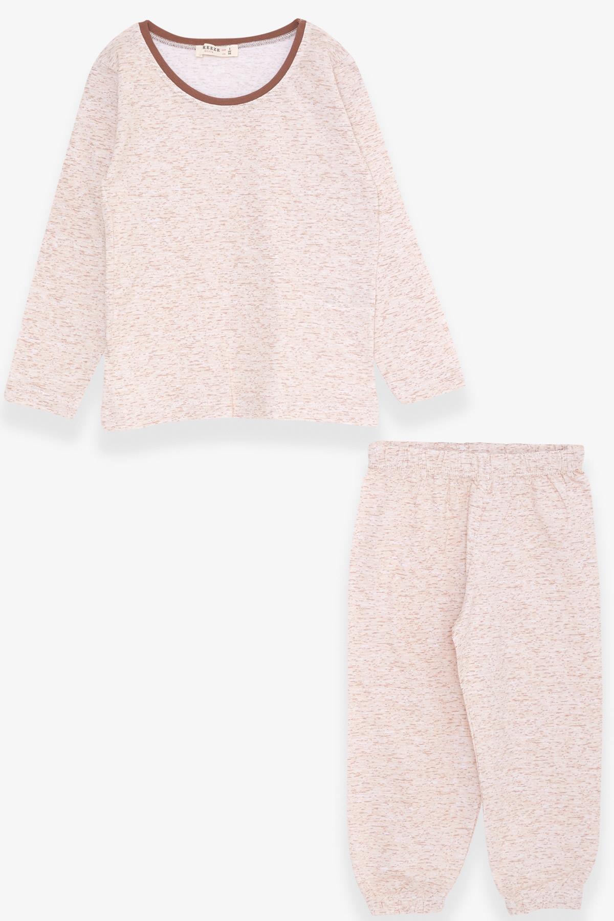 Breeze Kız Bebek Pijama Takımı Desenli Bej Melanj (9 Ay-3 Yaş)