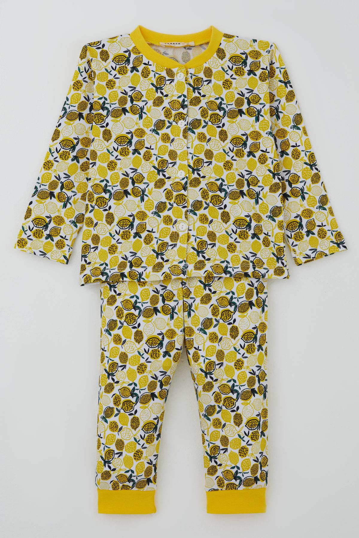 Breeze Kız Bebek Pijama Takımı Limon Bahçesi Sarı (4 Ay-1 Yaş)