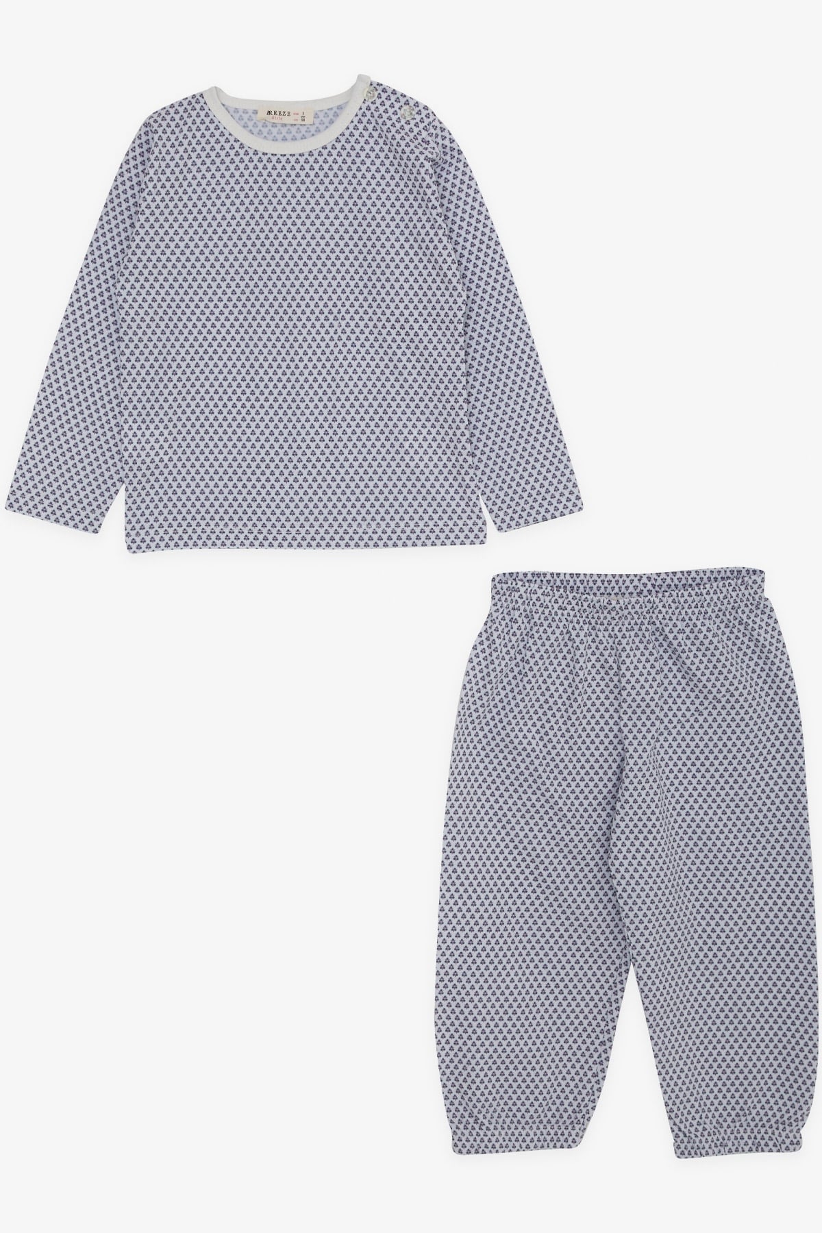 Breeze Kız Bebek Pijama Takımı Minik Çiçek Desenli Beyaz (9 Ay-3 Yaş)