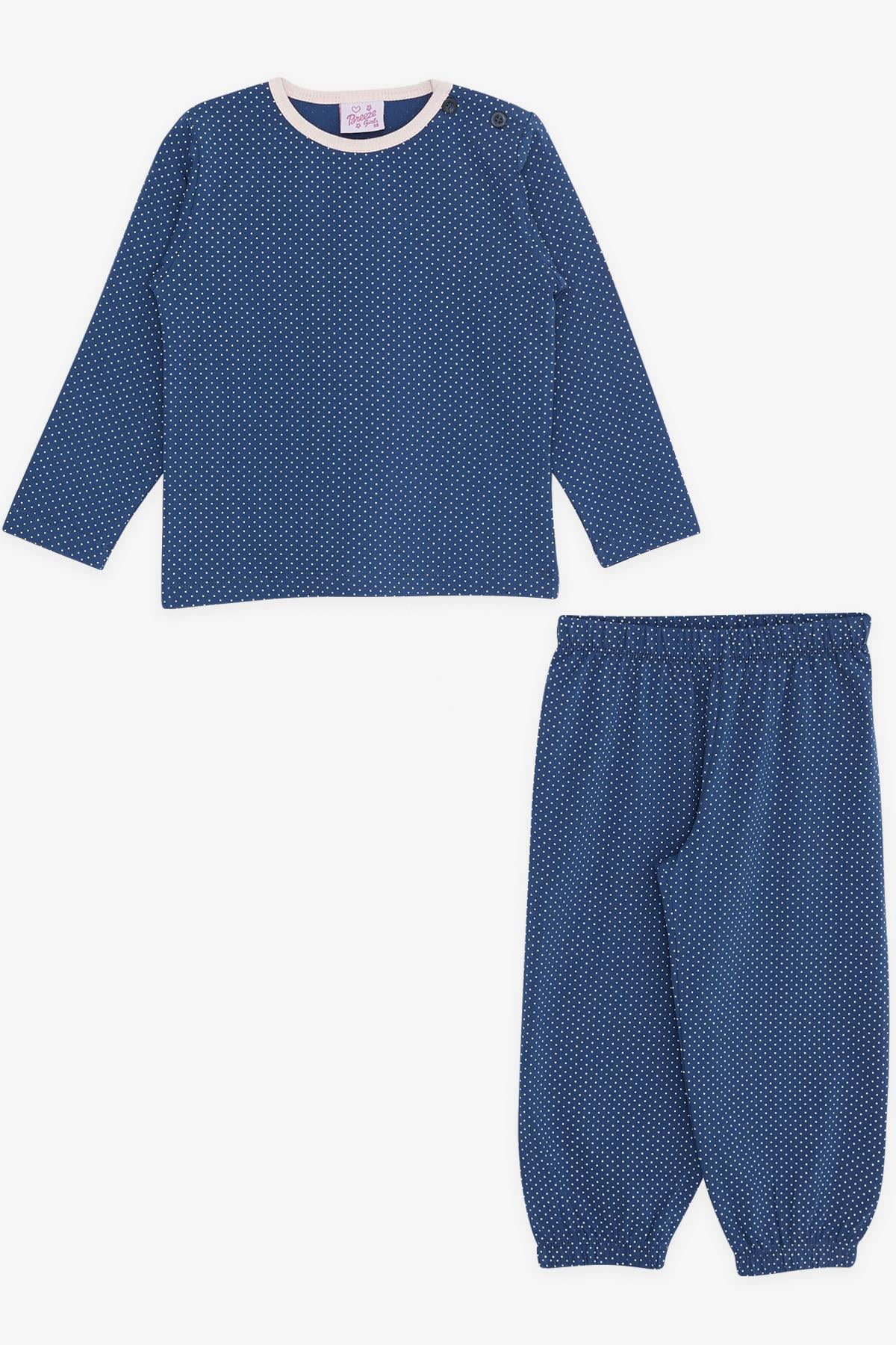Breeze Kız Bebek Pijama Takımı Puantiye Desenli Lacivert (9 Ay-3 Yaş)