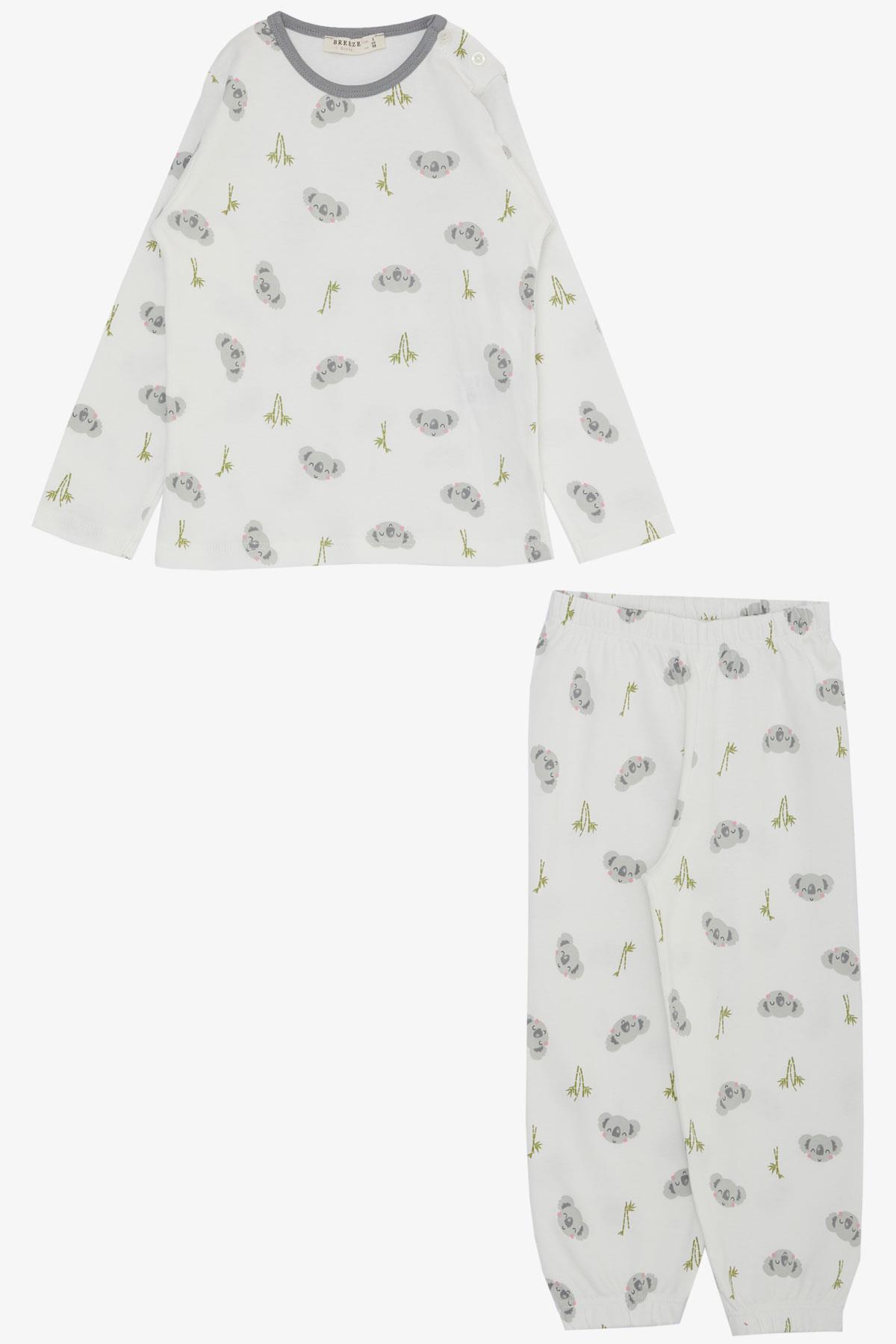 Breeze Kız Bebek Pijama Takımı Sevimli Koala Desenli Ekru (9 Ay-3 Yaş)
