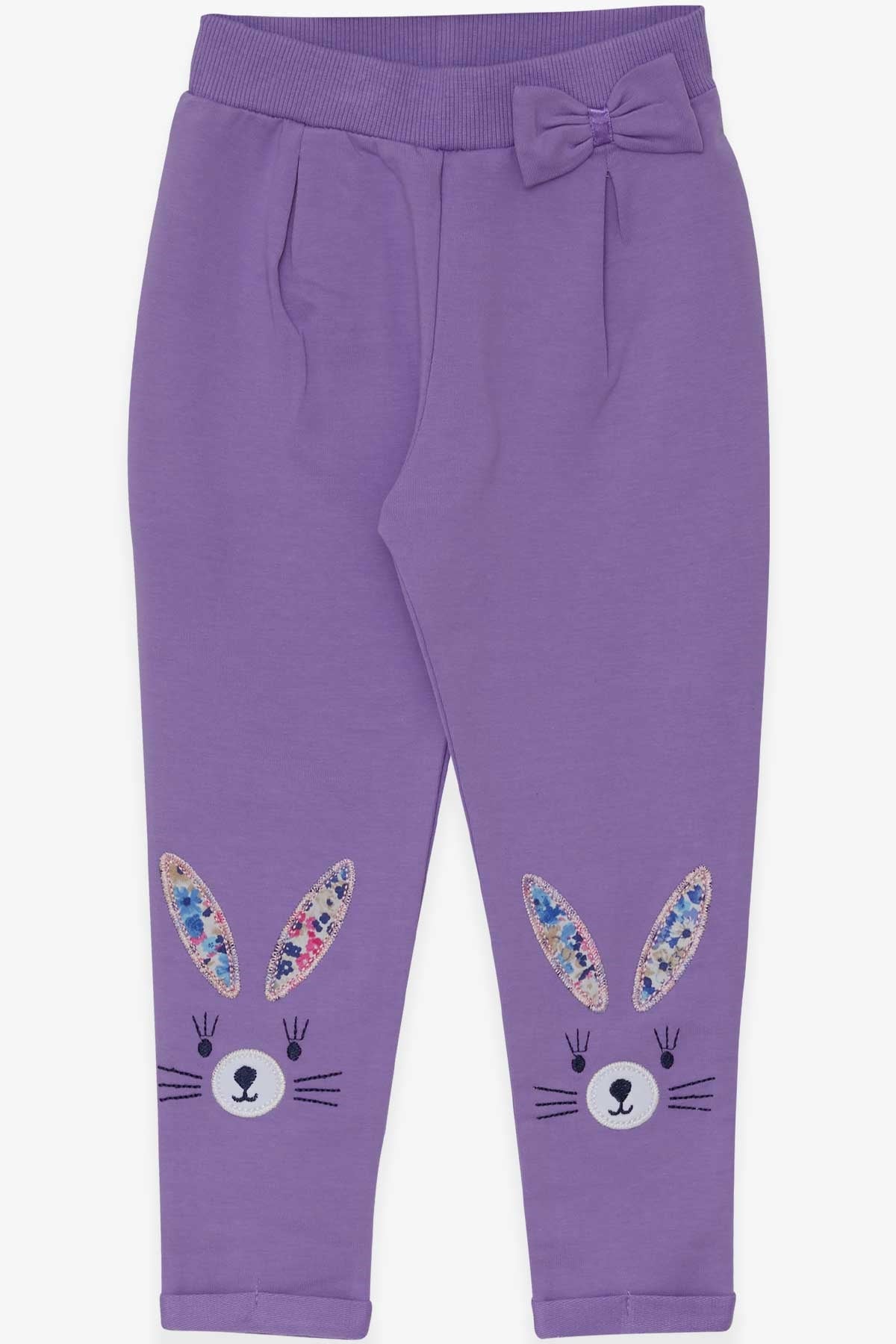 Breeze Kız Bebek Tayt Pantolon Tavşan Nakışlı Eflatun (9 Ay-3 Yaş)