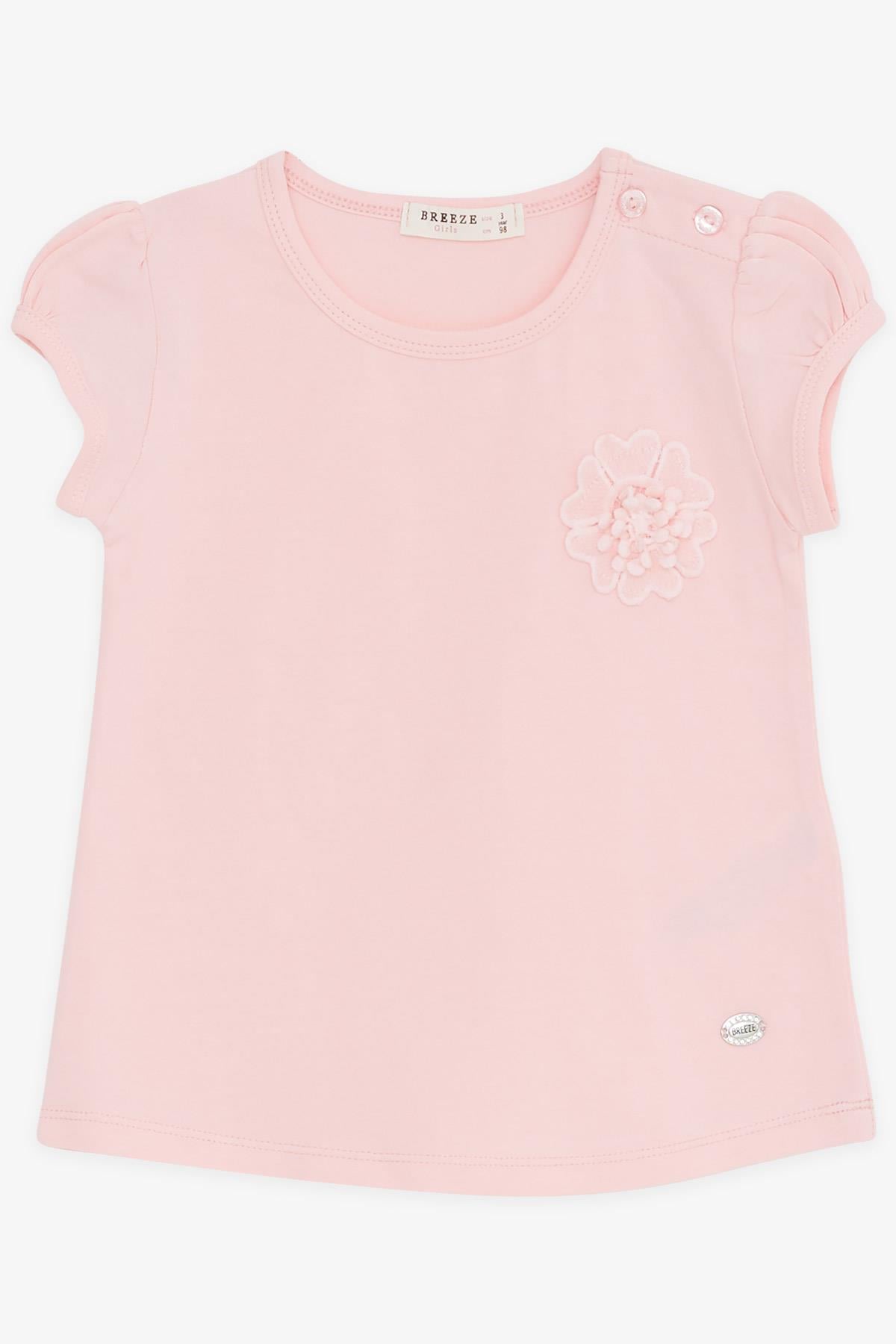 Breeze Kız Bebek Tişört Çiçek Nakışlı Pembe (9 Ay-3 Yaş)