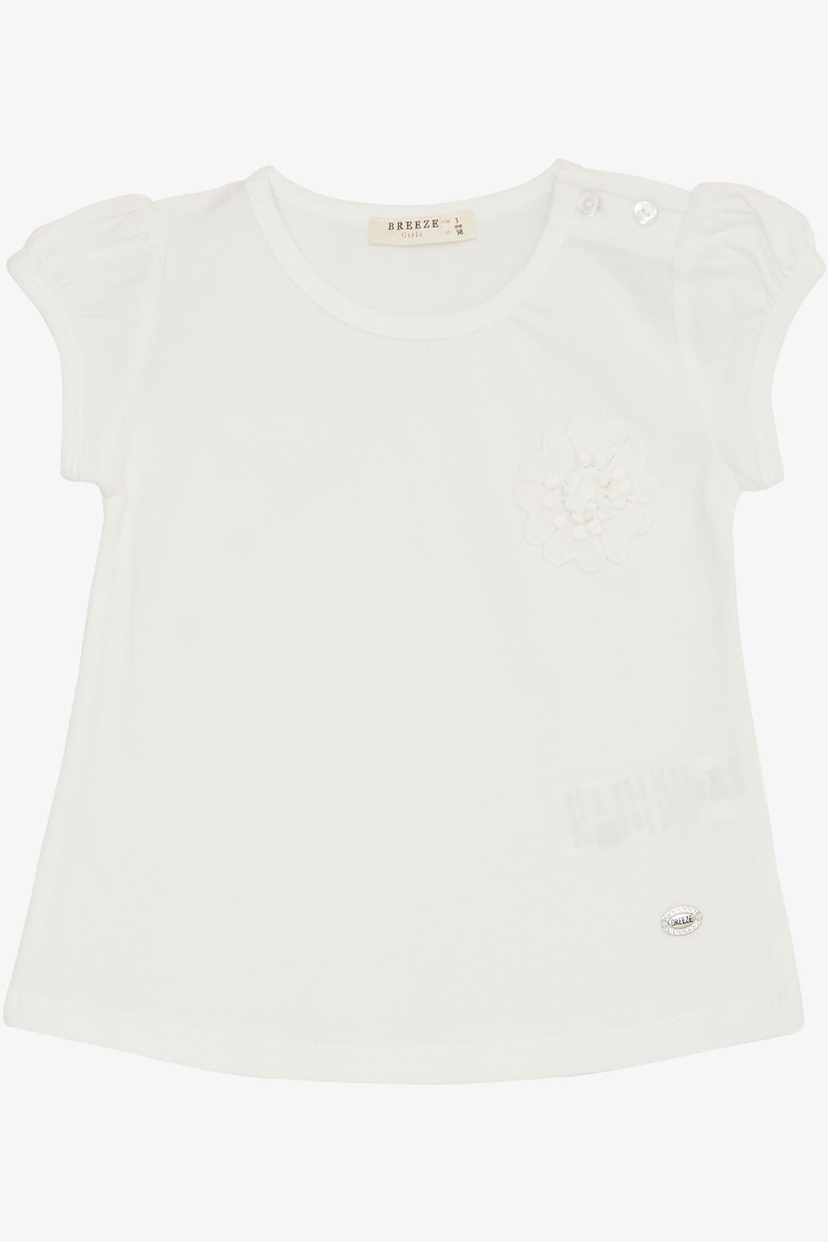 Breeze Kız Bebek Tişört Çiçek Nakışlı Beyaz (9 Ay-3 Yaş)