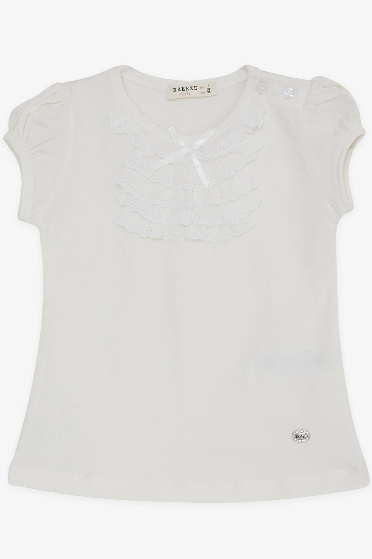 Breeze Kız Bebek Tişört Güpürlü Ekru (9 Ay-3 Yaş)