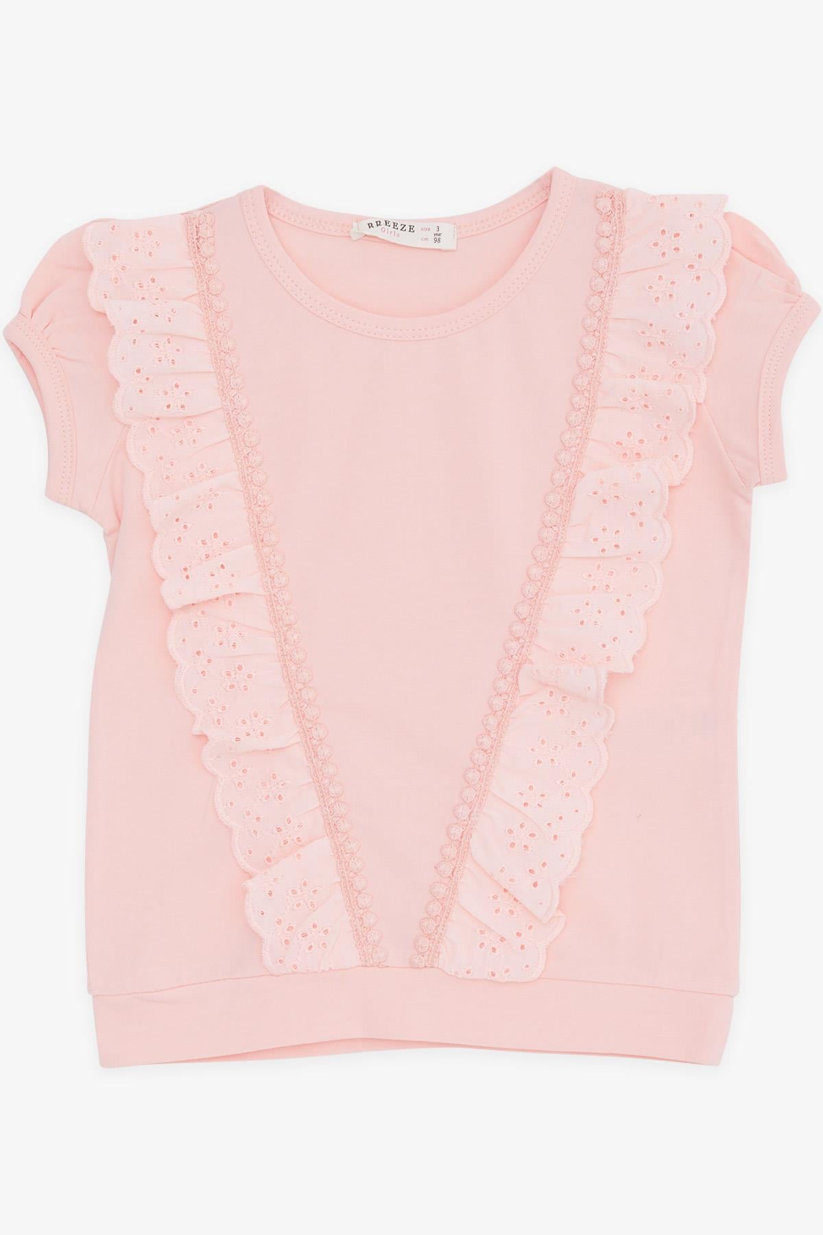 Breeze Kız Bebek Tişört Güpürlü Somon (5 Yaş)