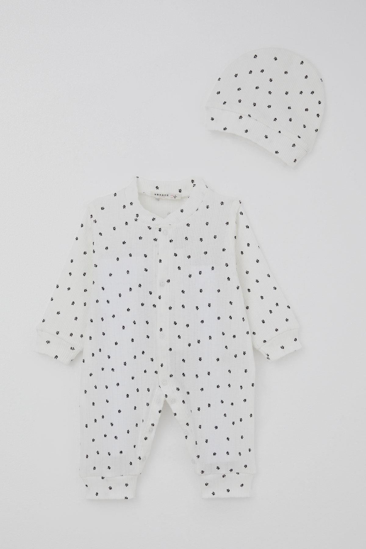 Breeze Kız Bebek Tulum Mini Çiçek Masalı Beyaz (0-6 Ay)