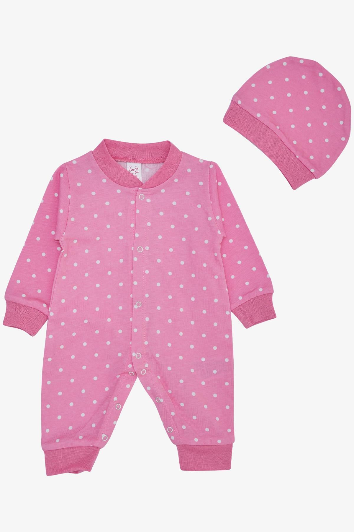 Breeze Kız Bebek Tulum Puantiye Desenli Pembe (0-6 Ay)