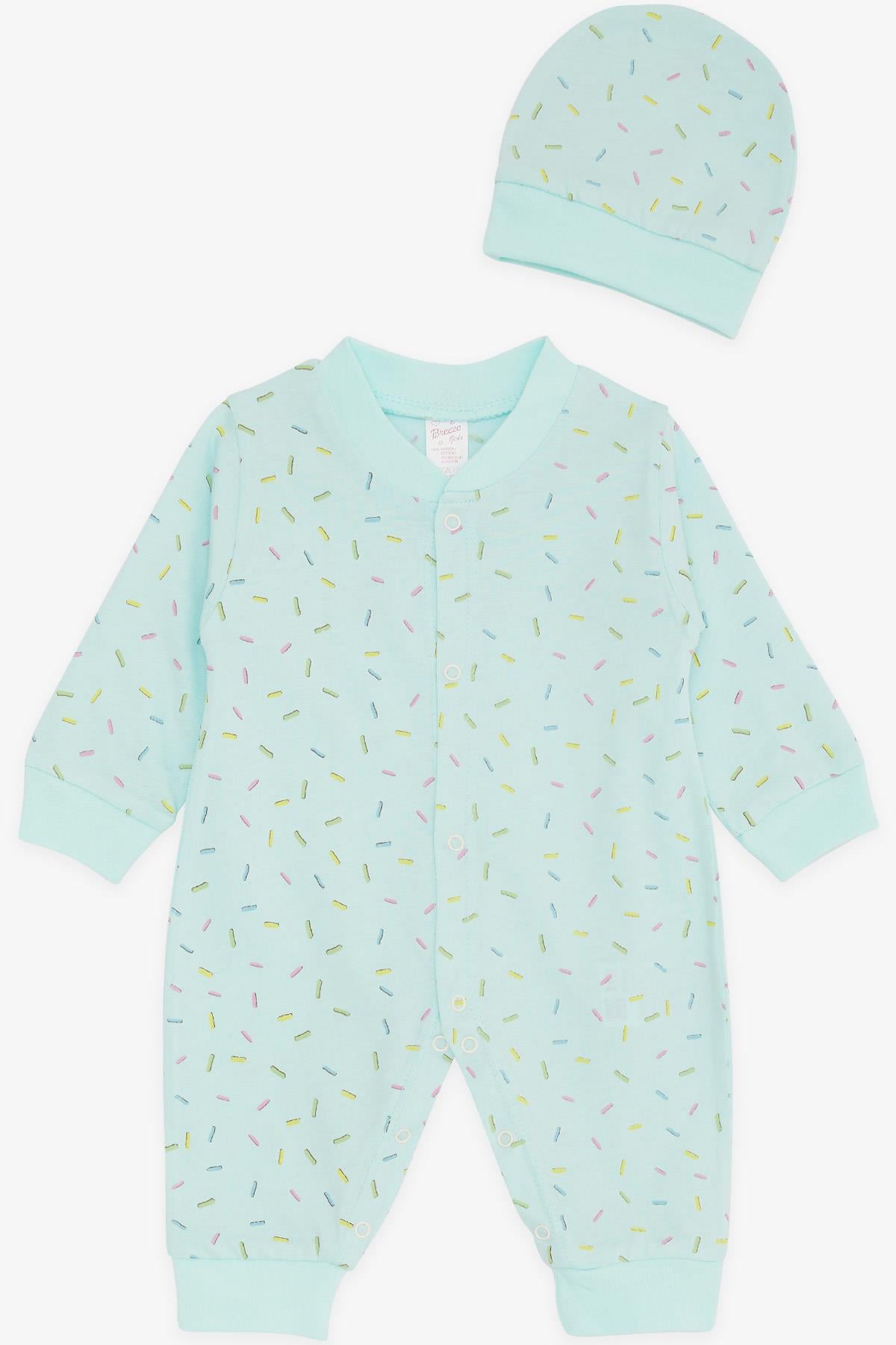 Breeze Kız Bebek Tulum Renkli Desenli Su Yeşili (0-3 Ay-6 Ay)