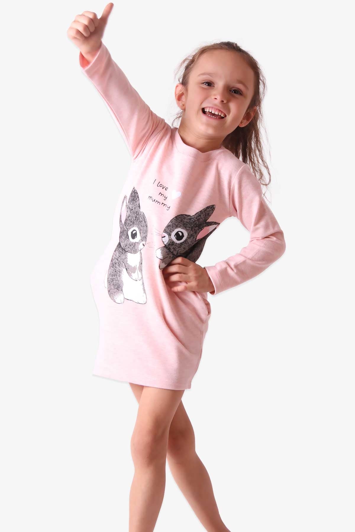 Breeze Kız Bebek Tunik Tavşan Desenli Somon (1.5-5 Yaş)