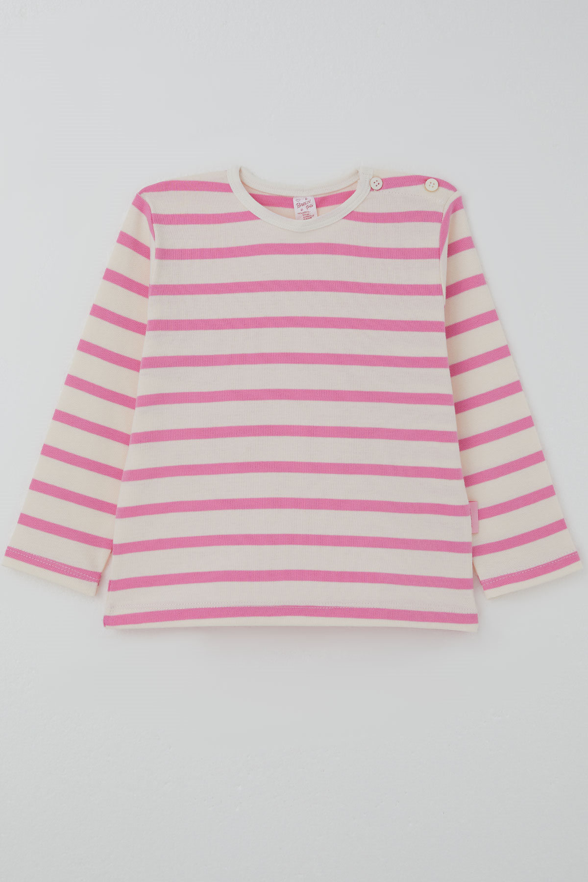 Breeze Kız Bebek Uzun Kollu Tişört Patlı Çizgili Krem (9 Ay - 3 Yaş)
