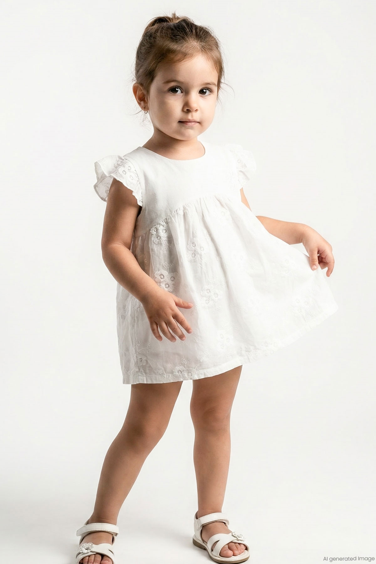 Breeze Kız Bebek Zıbın Elbise Çiçek Nakışlı Ekru (6 Ay-2 Yaş)