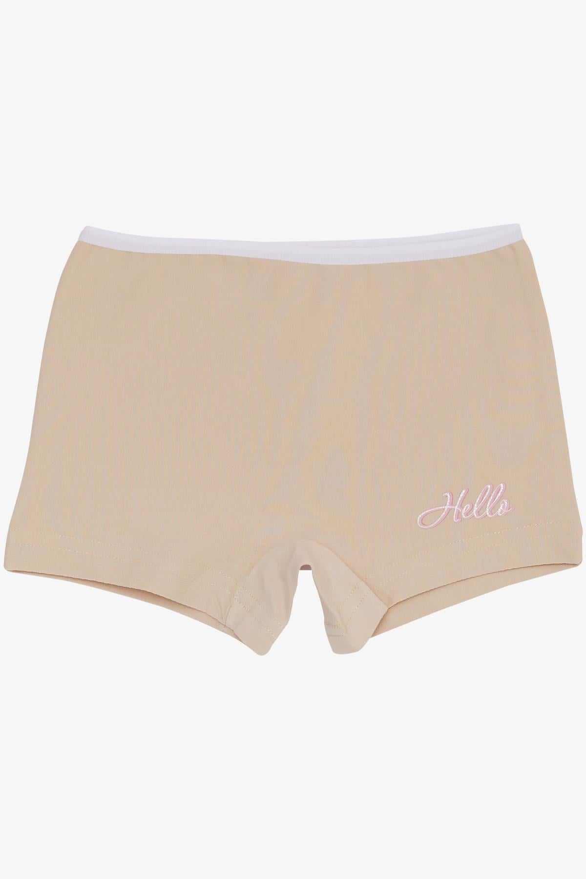 Breeze Kız Çocuk Boxer Hello Yazı Baskılı Bej (5-11 Yaş)