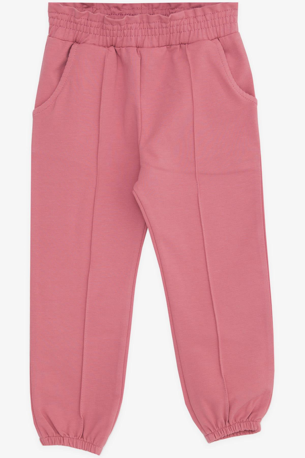 Breeze Kız Çocuk Eşofman Altı Beli Lastikli Cepli Gülkurusu (1-4 Yaş)