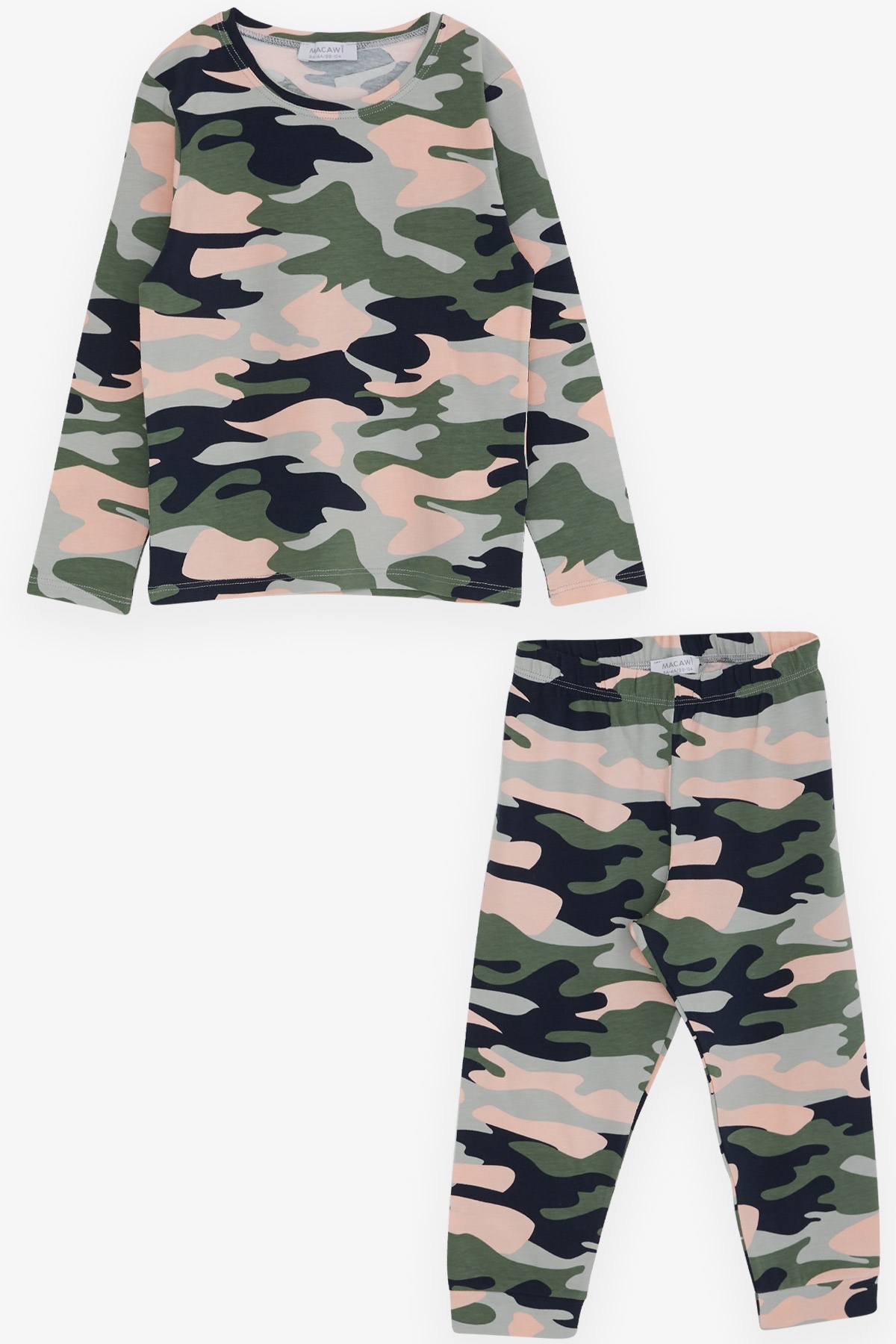 Breeze Kız Çocuk Pijama Takımı Kamuflaj Desenli Karışık Renk (3-7 Yaş)