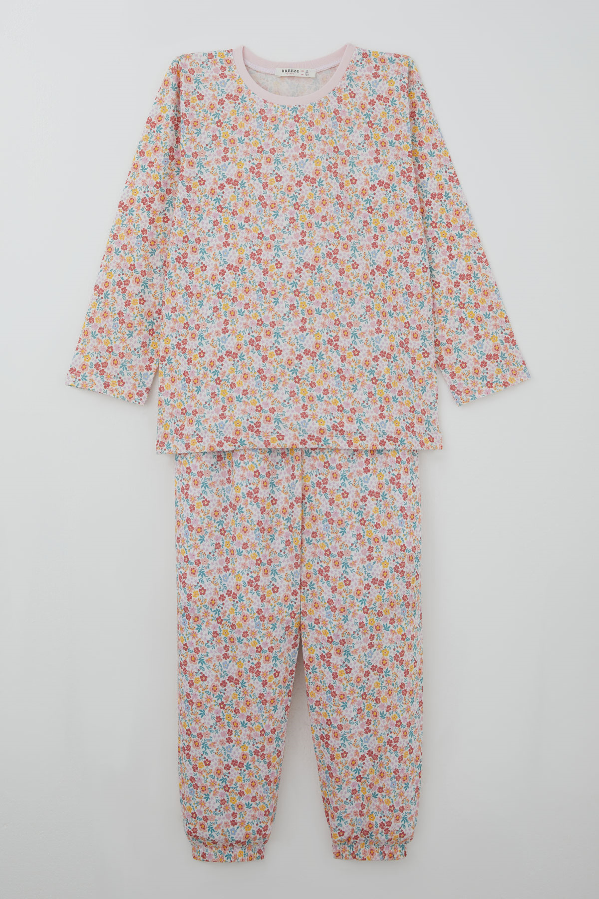 Breeze Kız Çocuk Pijama Takımı Renkli Çiçek Desenli Karışık Renk (4-8 Yaş)