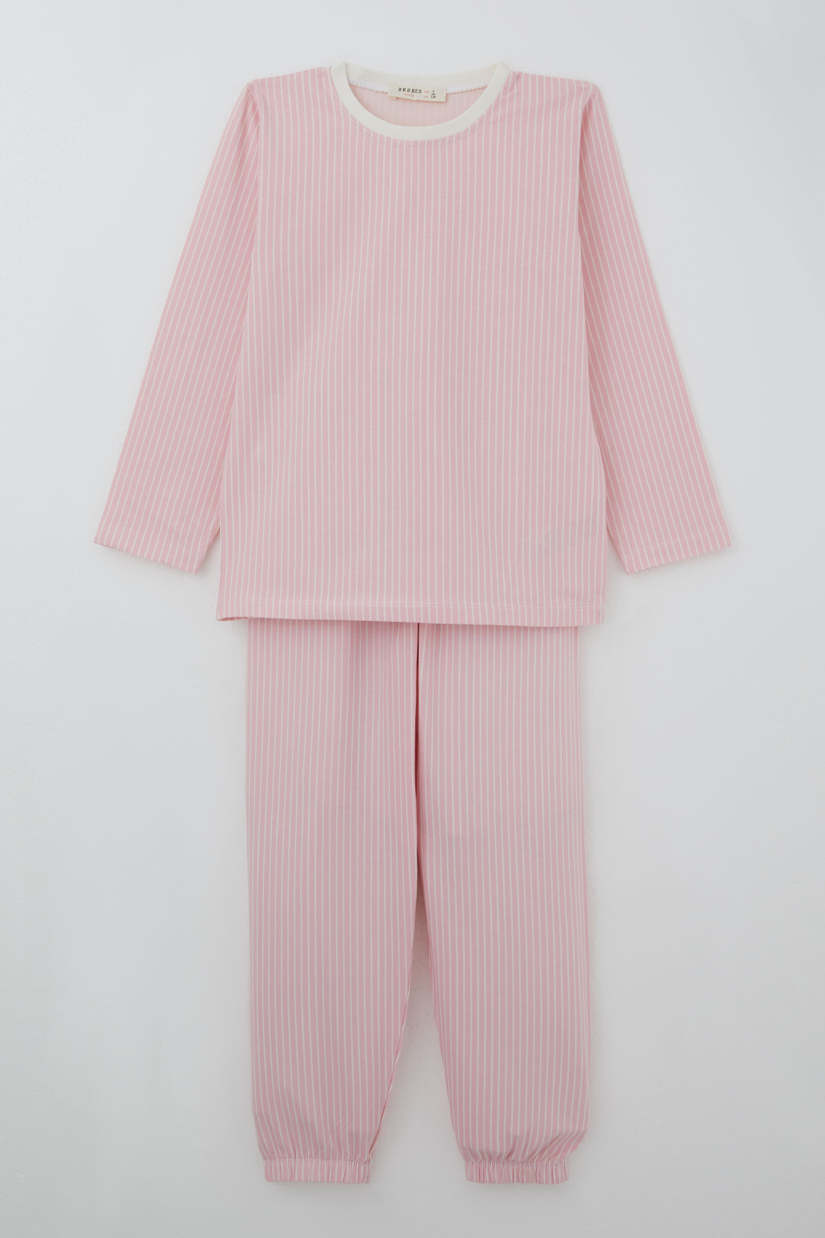 Breeze Kız Çocuk Pijama Takımı Rüya Çizgili Pembe (4-8 Yaş)