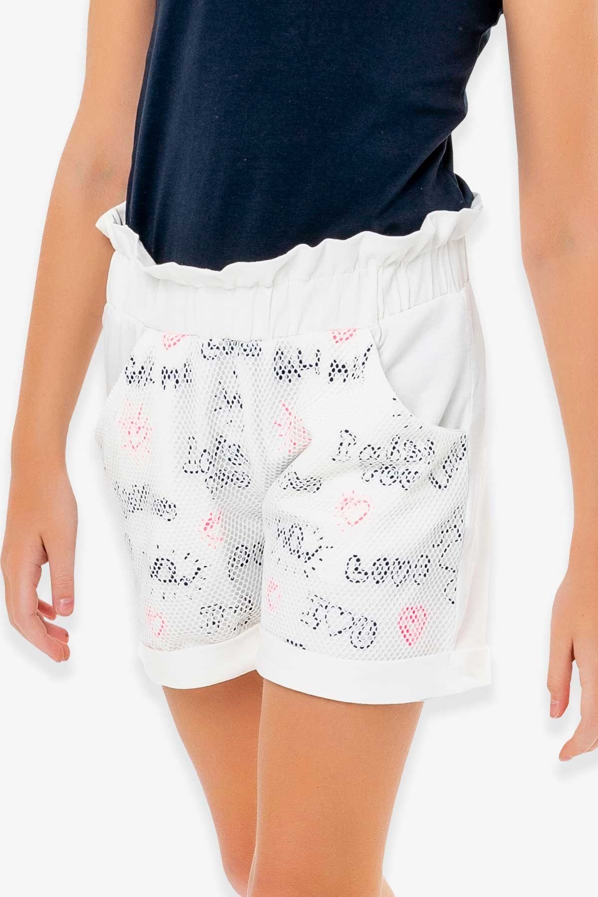 Breeze Kız Çocuk Şort Dantelli Ekru (8-14 Yaş)