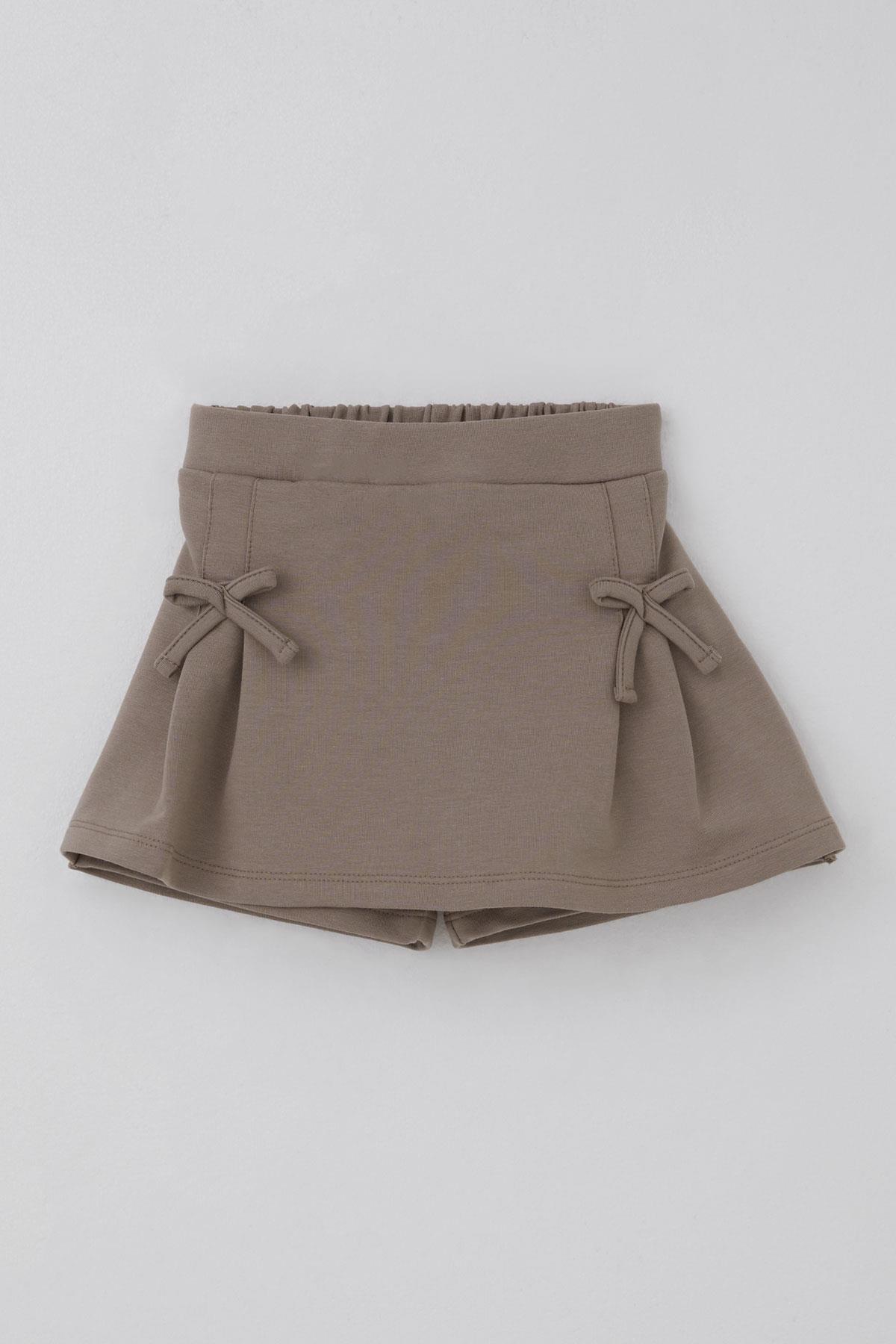 Breeze Kız Çocuk Şort Etek Fiyonk Aksesuarlı Lastikli Vizon (3-7 Yaş)