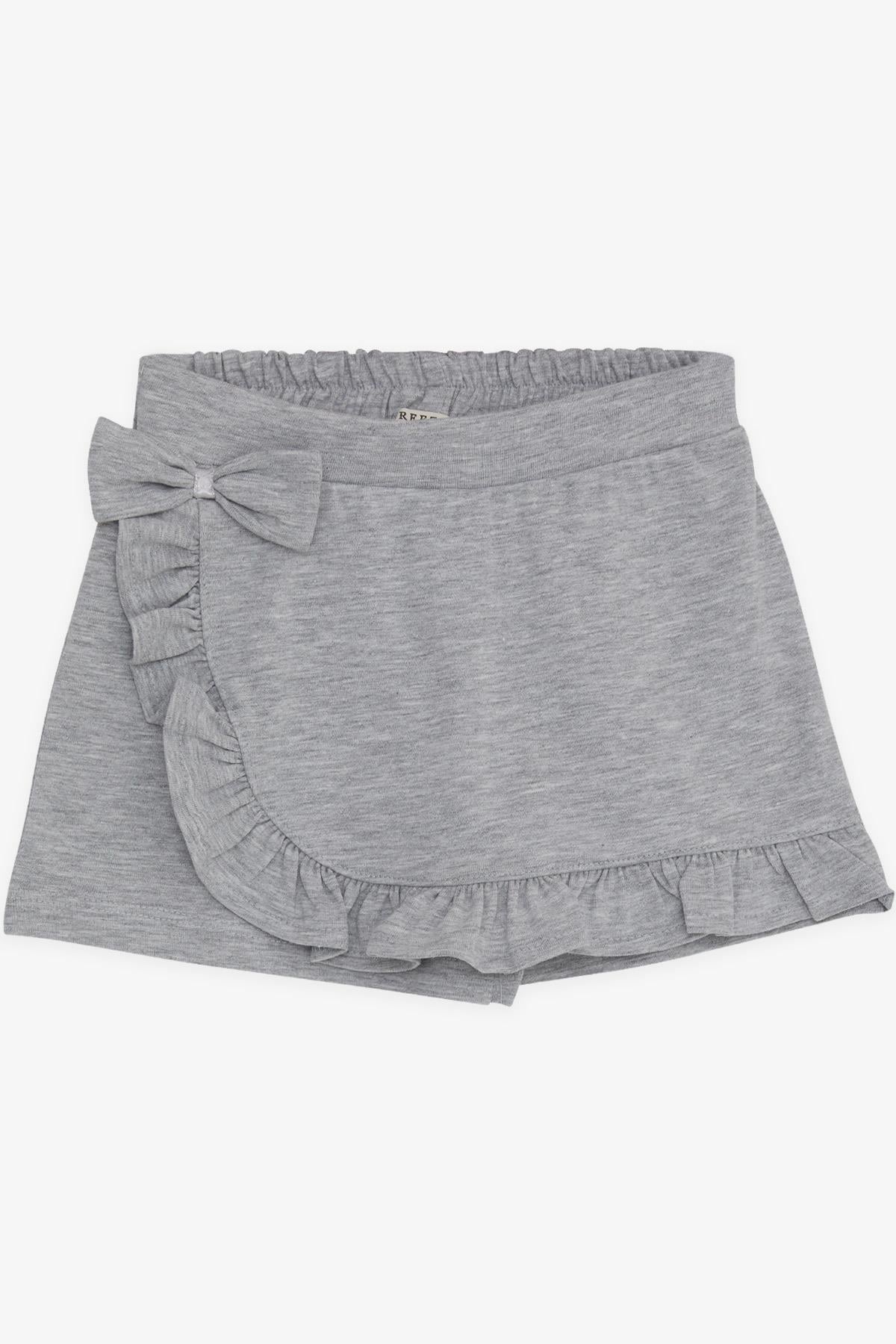 Breeze Kız Çocuk Şort Etek Fiyonklu Fırfırlı Gri Melanj (1.5-5 Yaş)