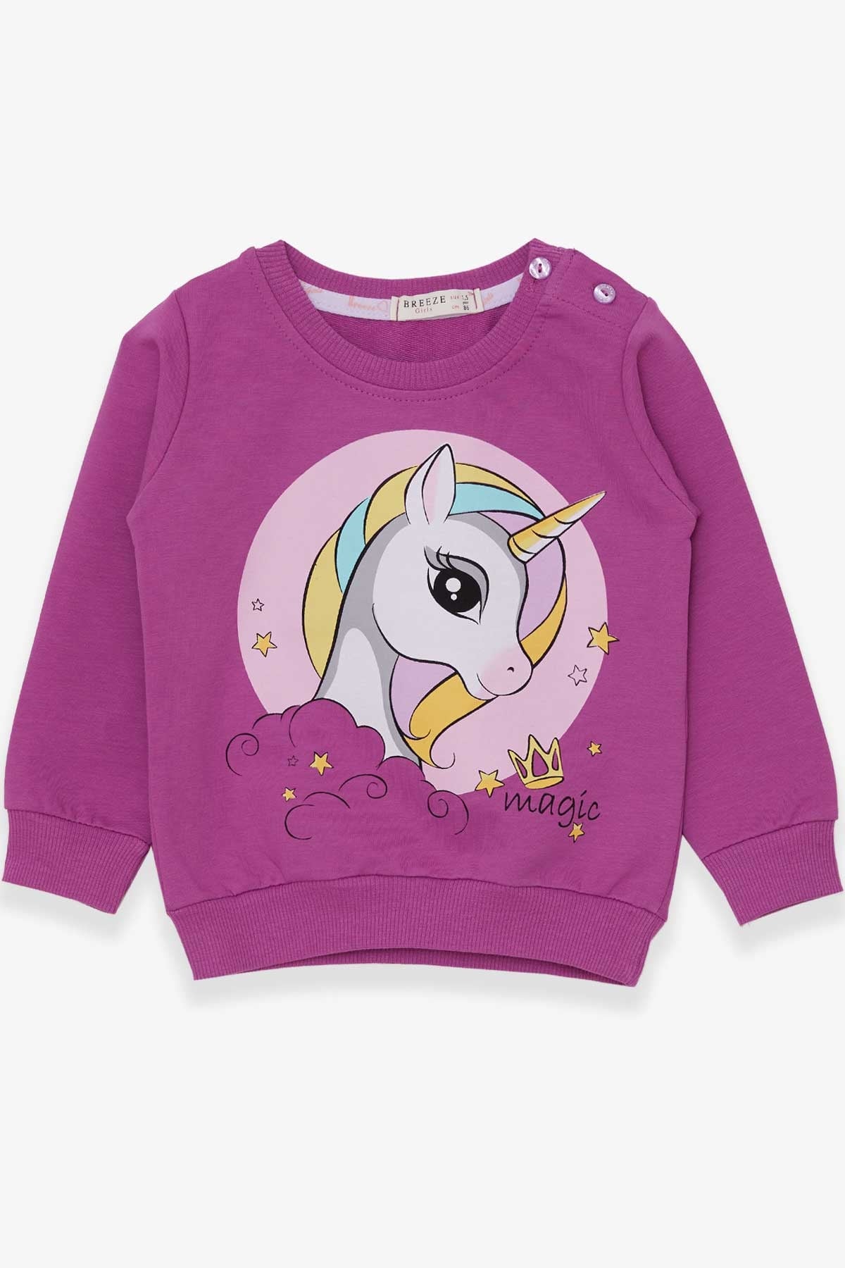 Breeze Kız Çocuk Sweatshirt Baskılı Unicorn Eflatun (1.5-5 Yaş)