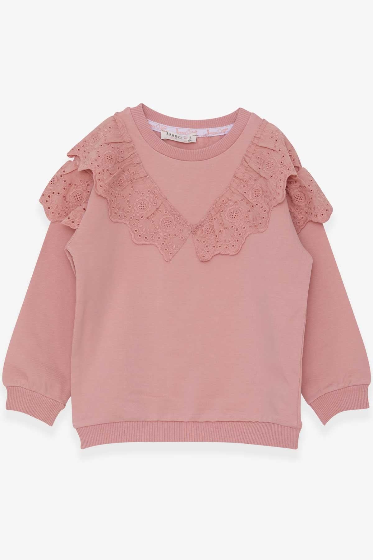 Breeze Kız Çocuk Sweatshirt Güpürlü Pudra (4-8 Yaş)