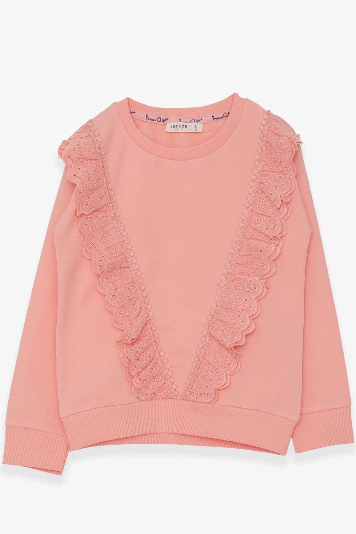 Breeze Kız Çocuk Sweatshirt Güpürlü Somon (4-9 Yaş)